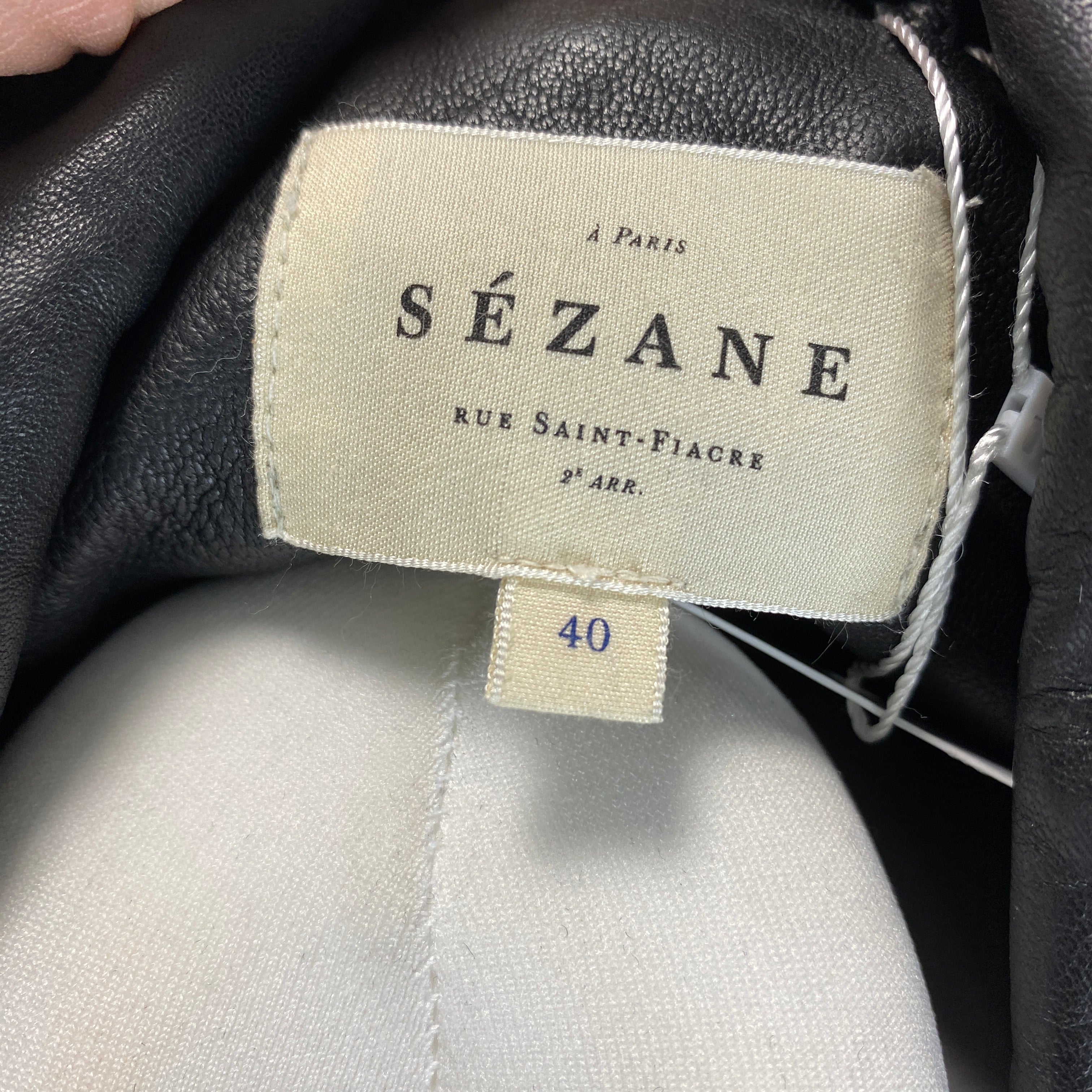 Sezane New £370 Black Lambs Leather Zig Biker Jacket M