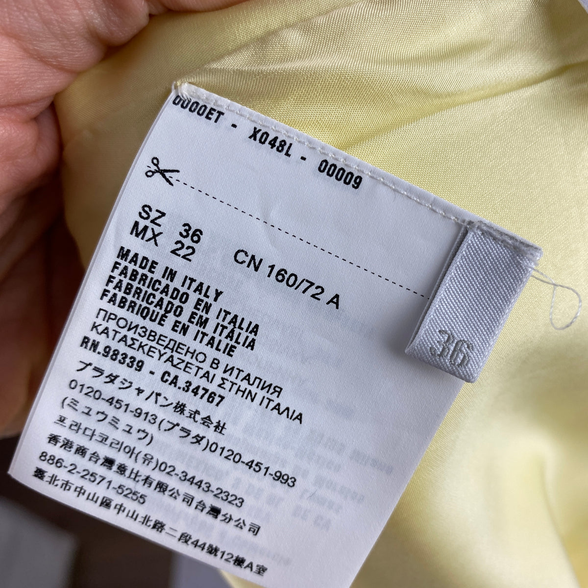 Prada Butter Yellow Crepe A-Line Top XS