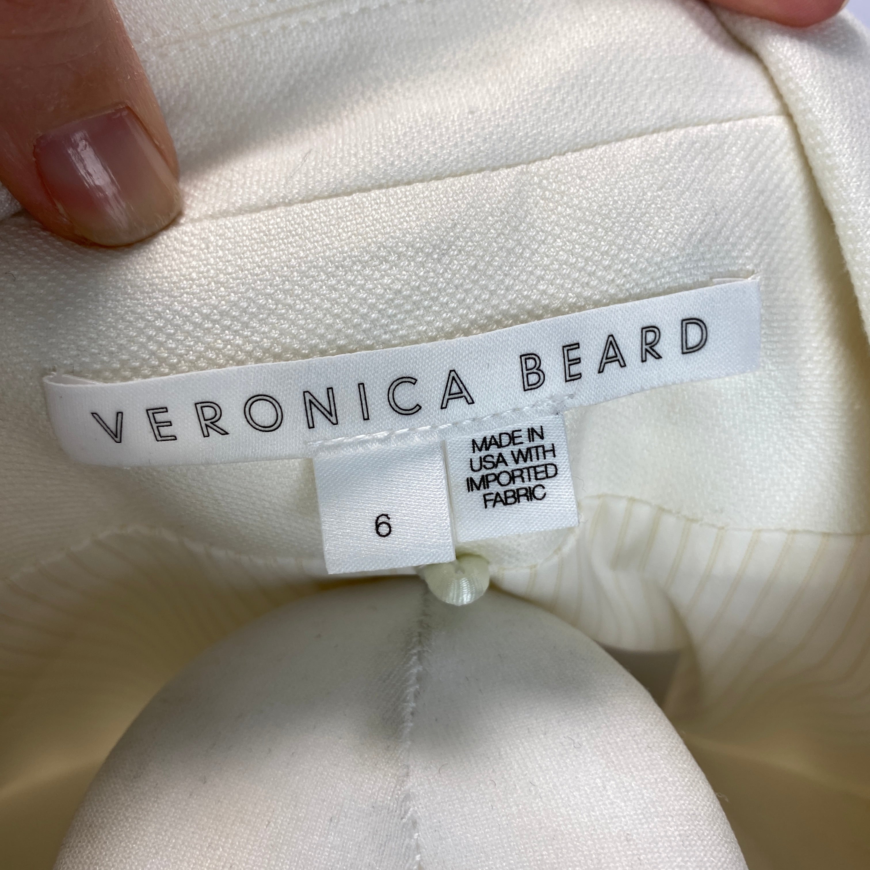 Veronica Beard Ivory Linen Mix Brass Button Dickey Jacket S