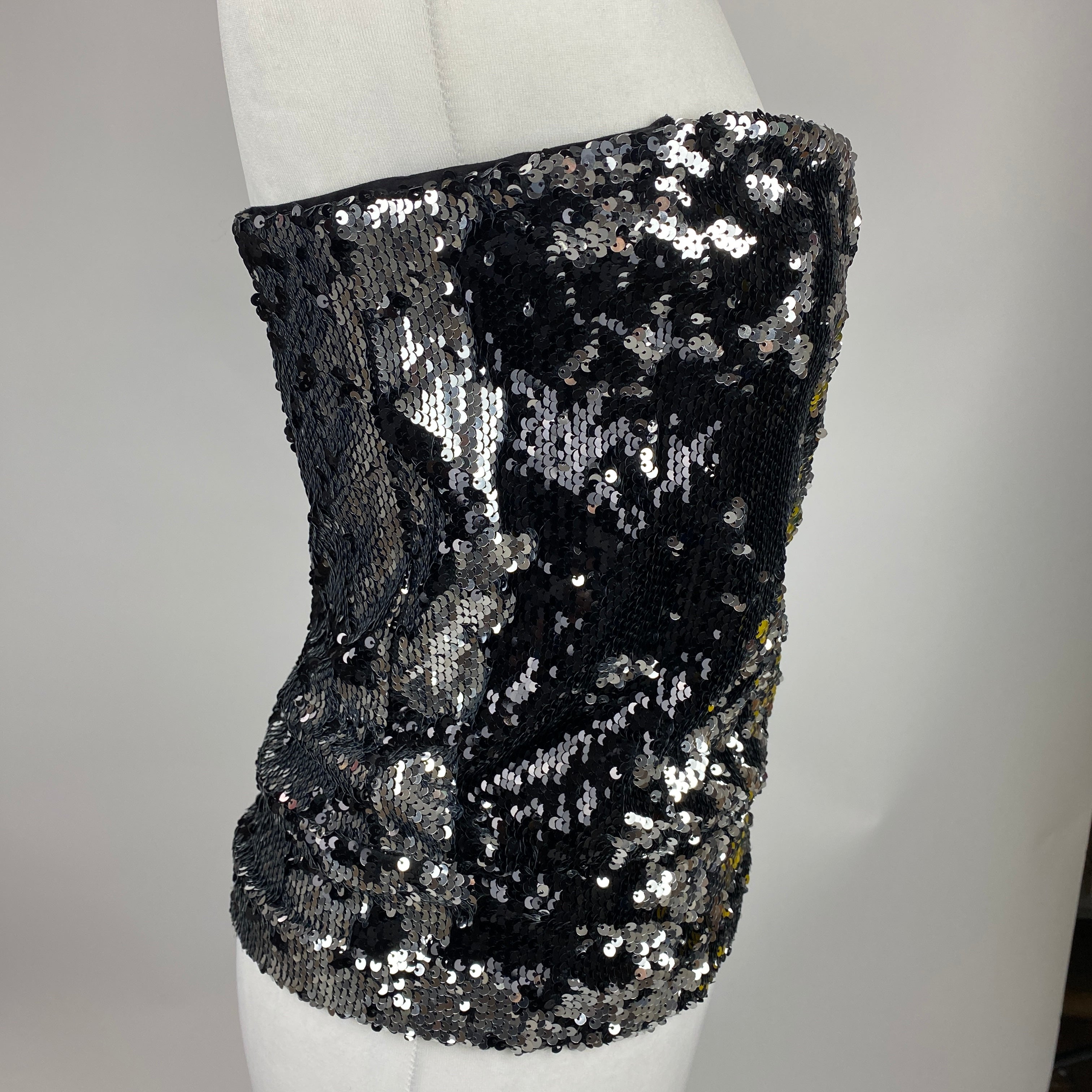 Isabel Marant Black & Silver Sequin Mandy Bustier Top XS/S