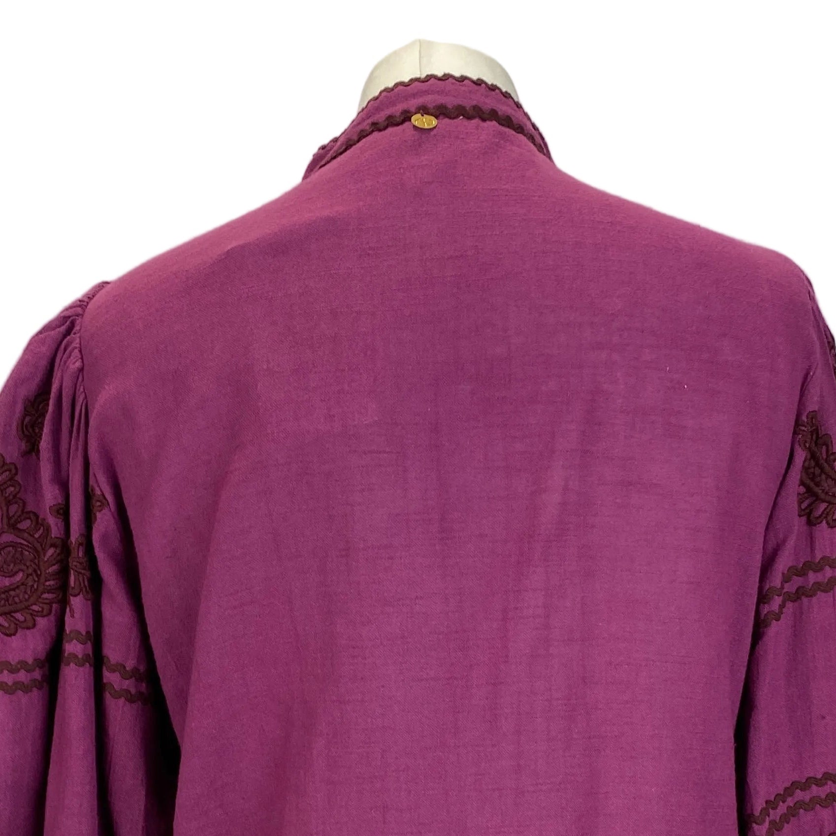 Antik Batik £310 Magenta Embroidered Cotton Cossack Blouse M