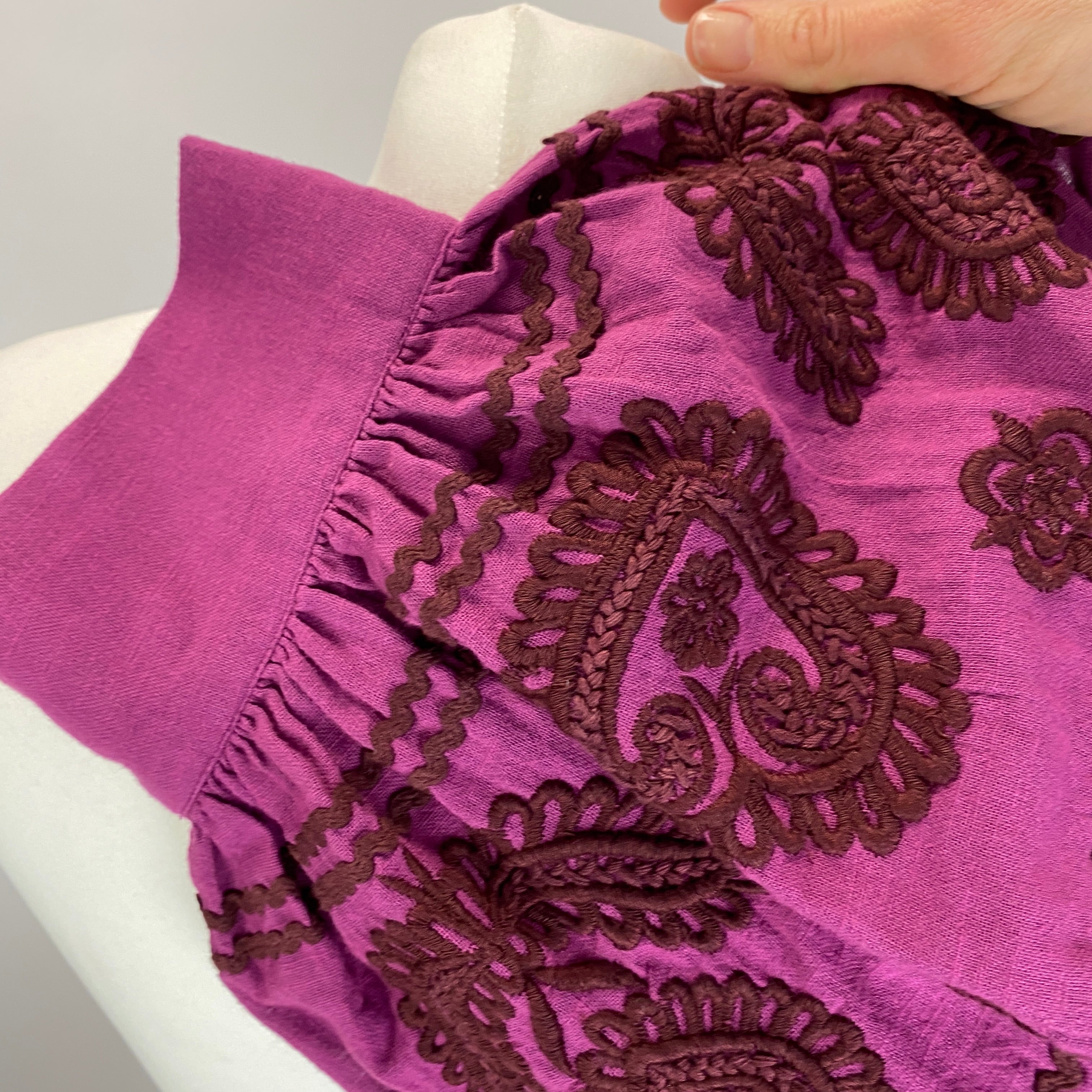 Antik Batik £310 Magenta Embroidered Cotton Cossack Blouse M