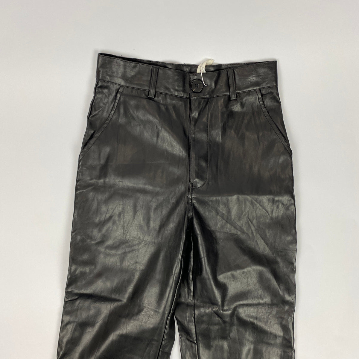 The Row Black Straight Leg Leather Crop Pants XXS