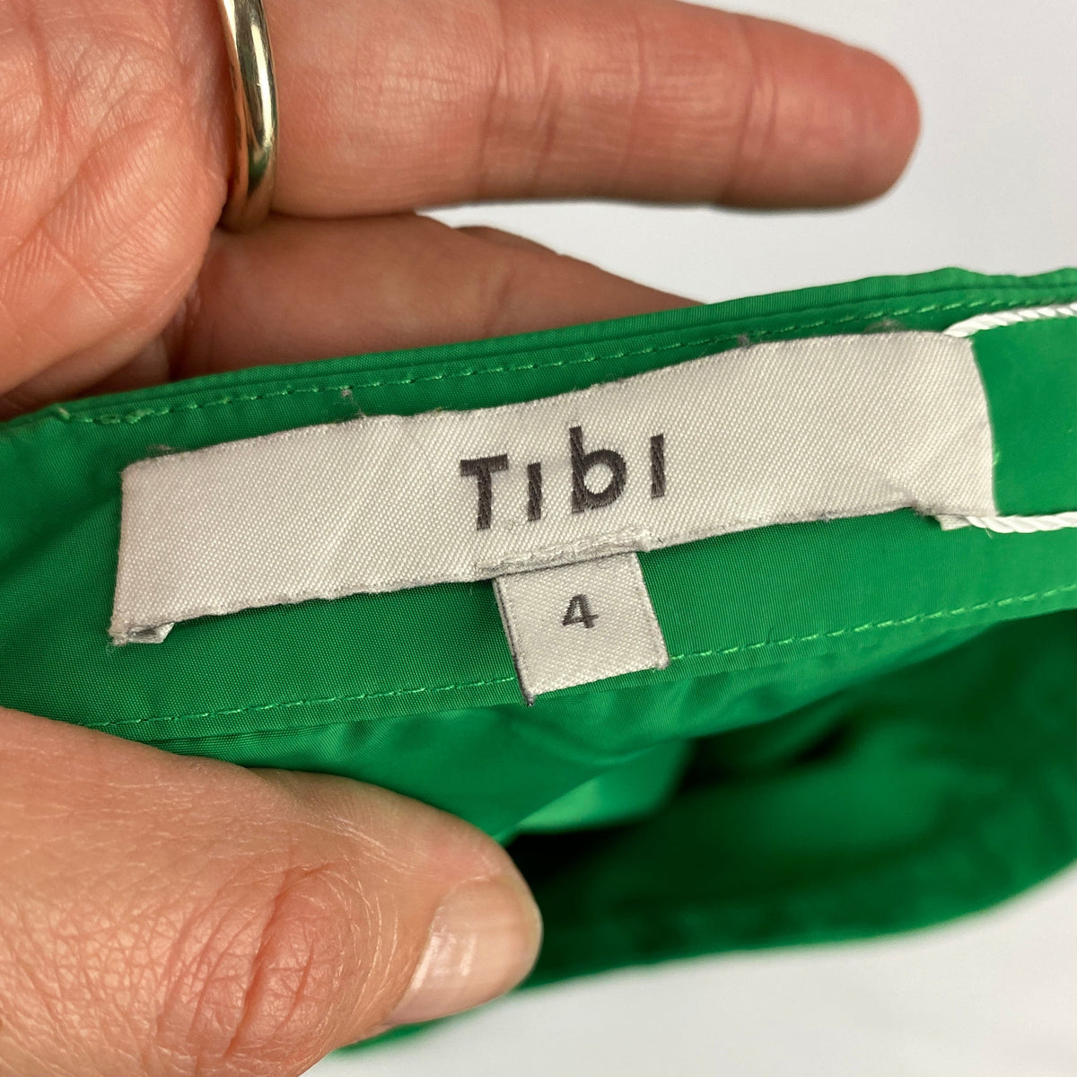 Tibi Emerald Sporty Nylon Asymmetric Balloon Skirt XS