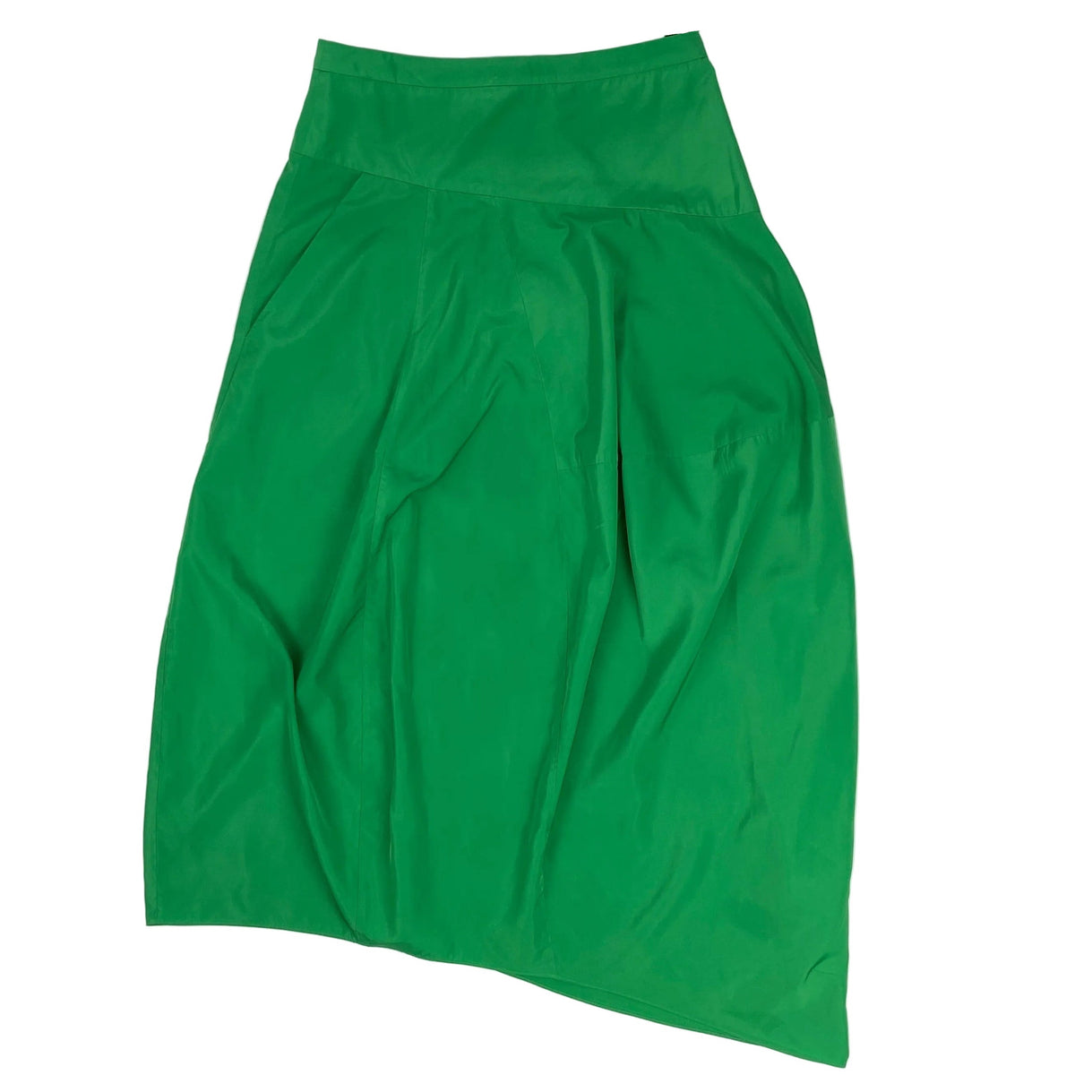 Tibi Emerald Sporty Nylon Asymmetric Balloon Skirt XS