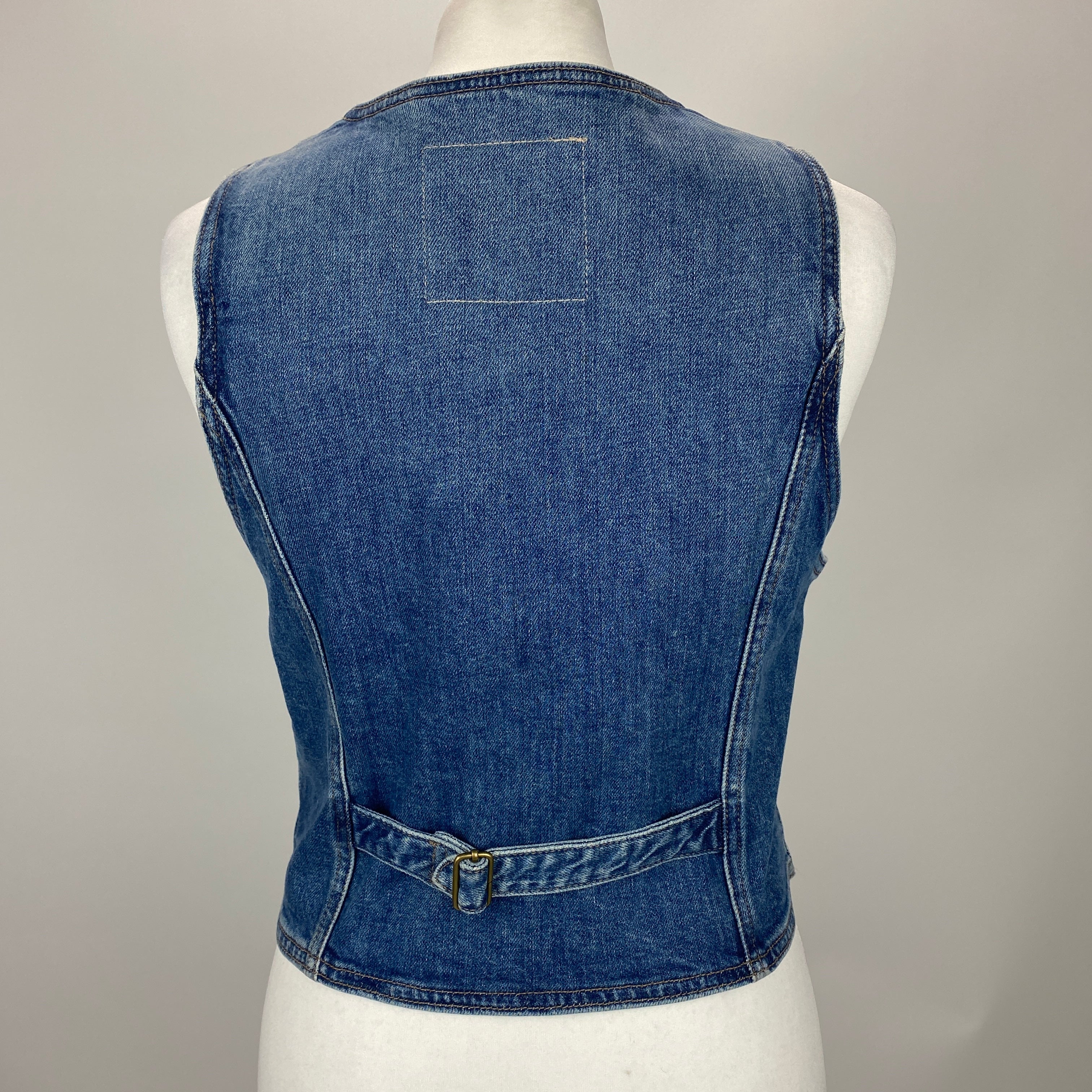 Clare V x Mother $320 Vintaged Denim Waistcoat XS