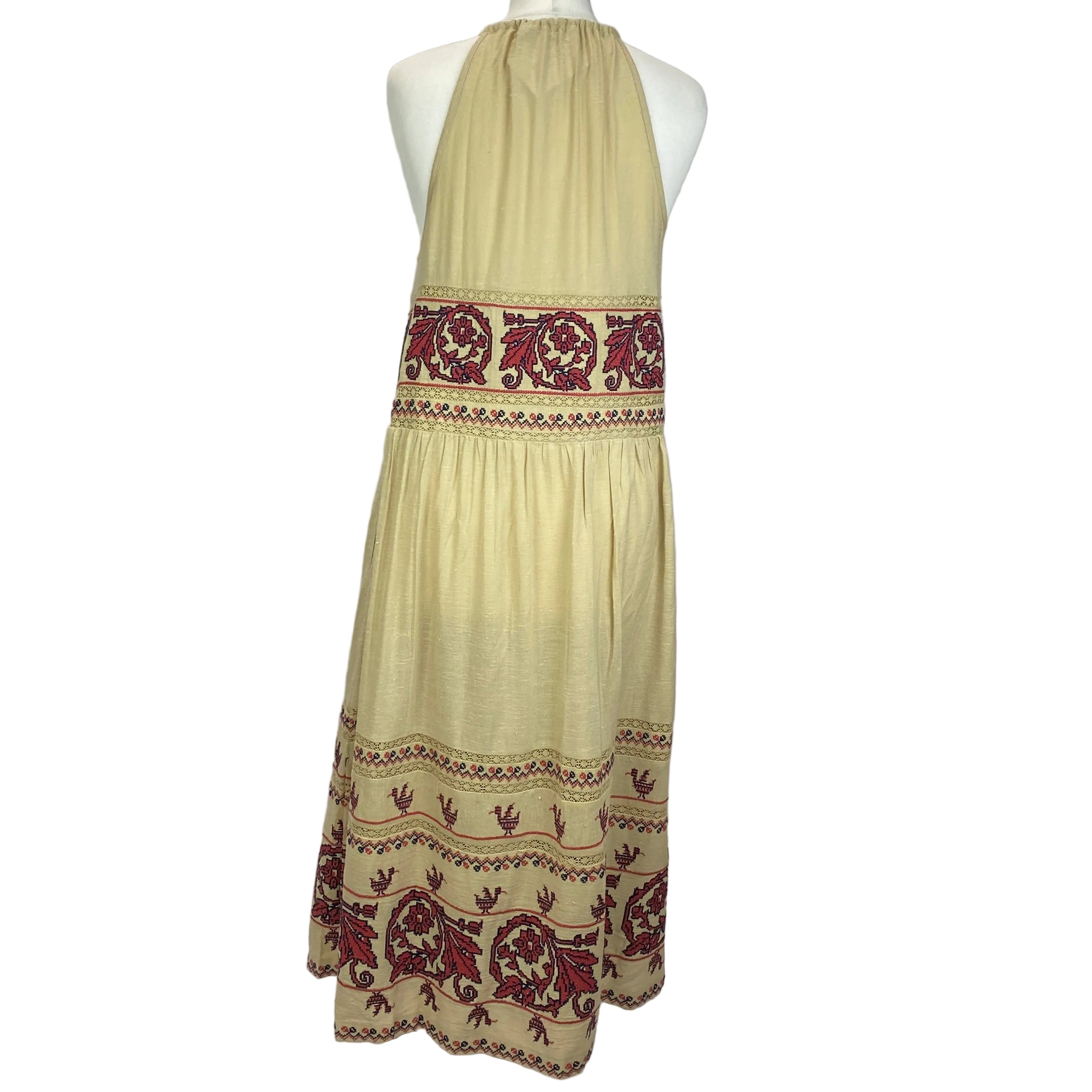 Sea New York Deep Cream Cross-Stitched Maxi Dress M