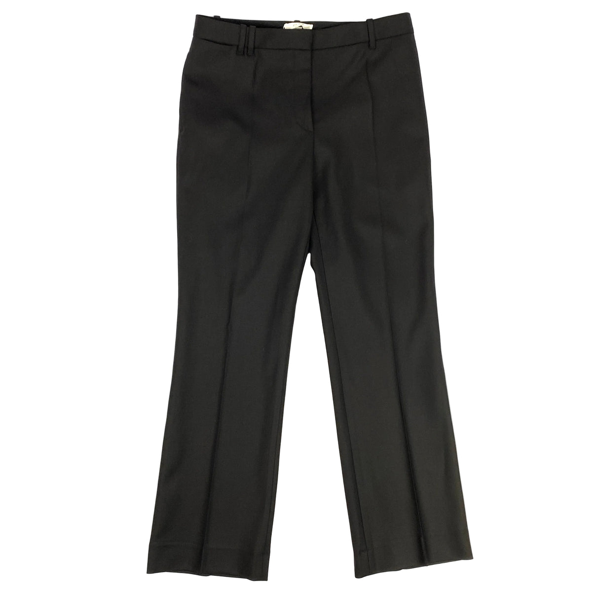 The Row Black Satinised Wool Straight Leg Pants S
