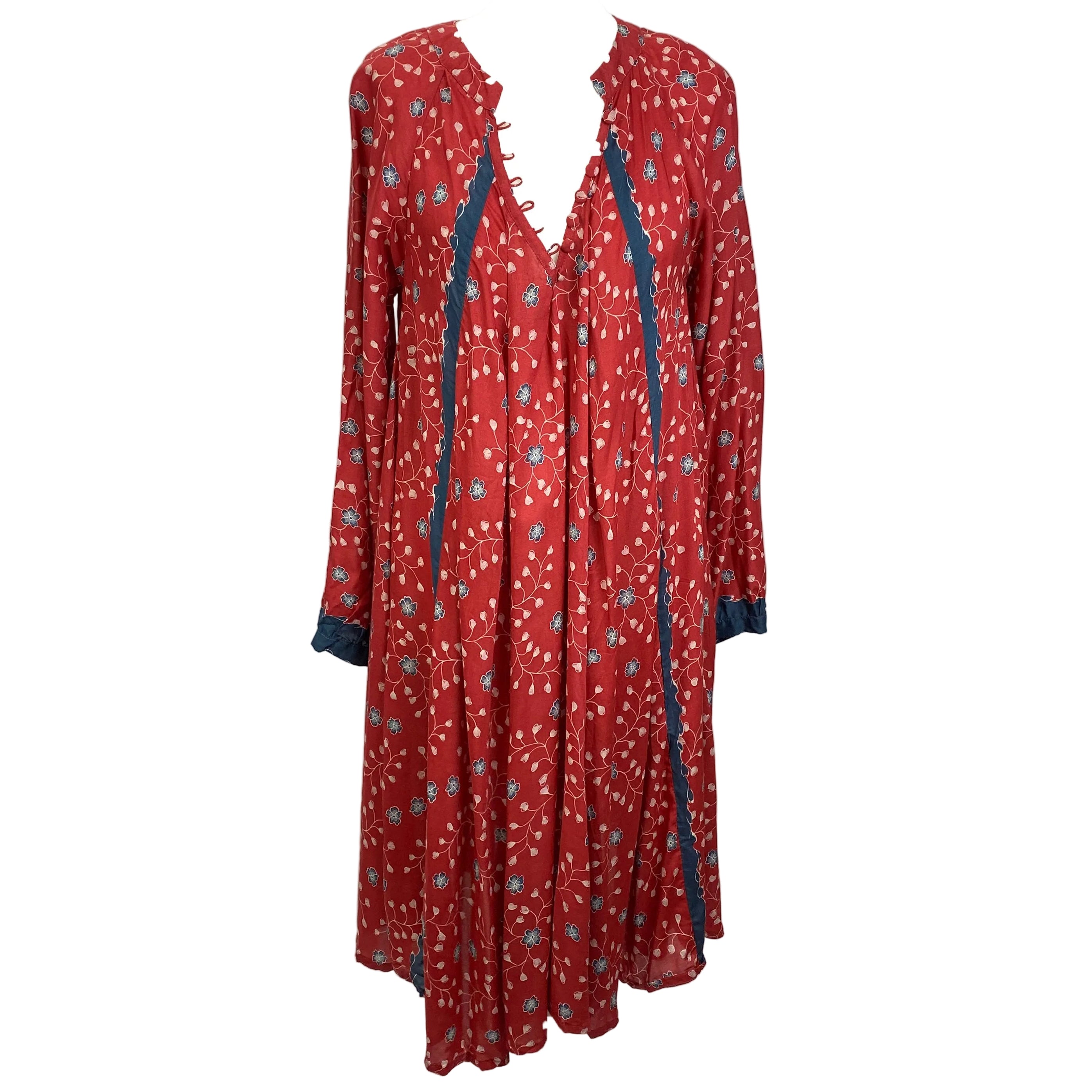 Natalie Martin New £245 Washed Red Floral Viscose Midi Dress M