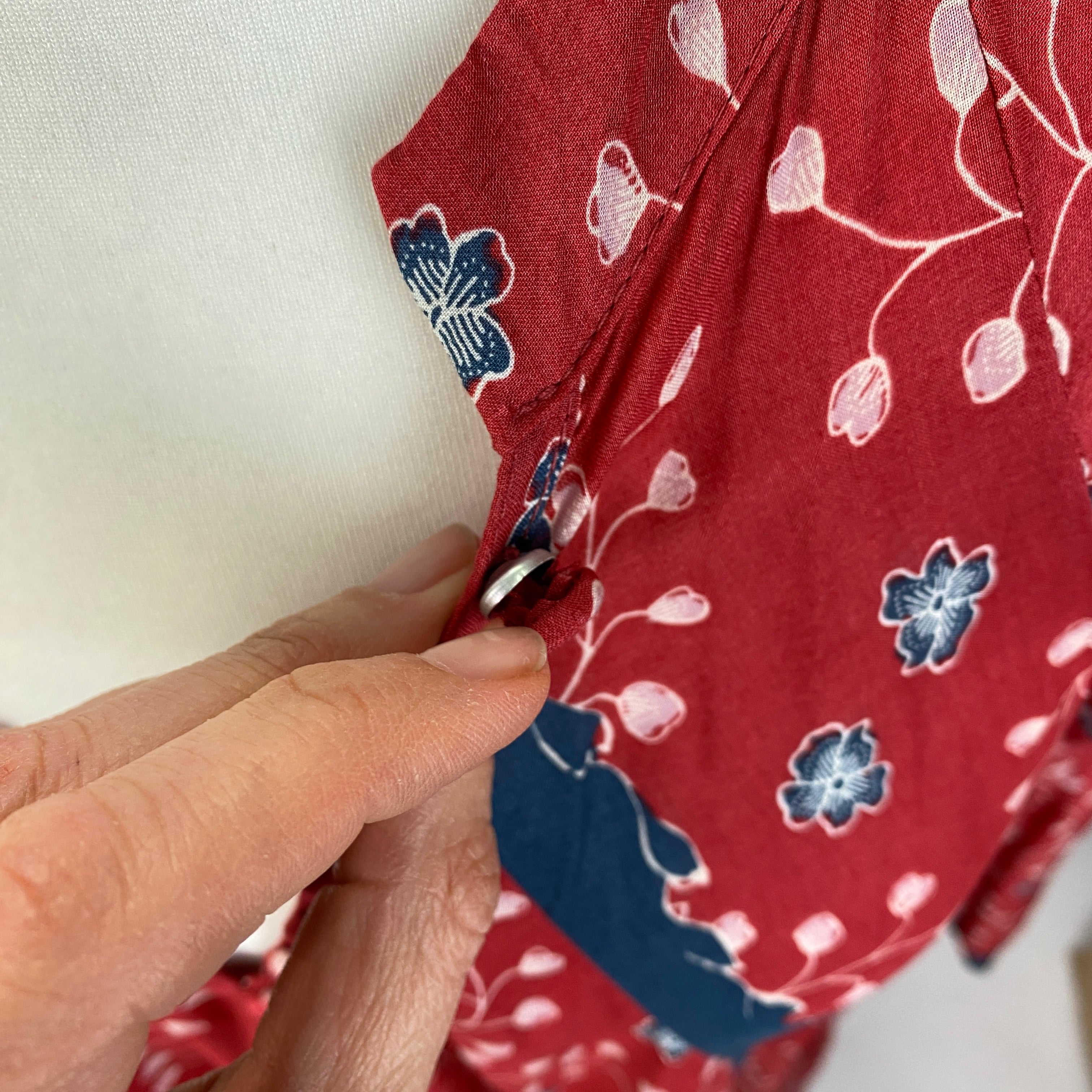 Natalie Martin New £245 Washed Red Floral Viscose Midi Dress M