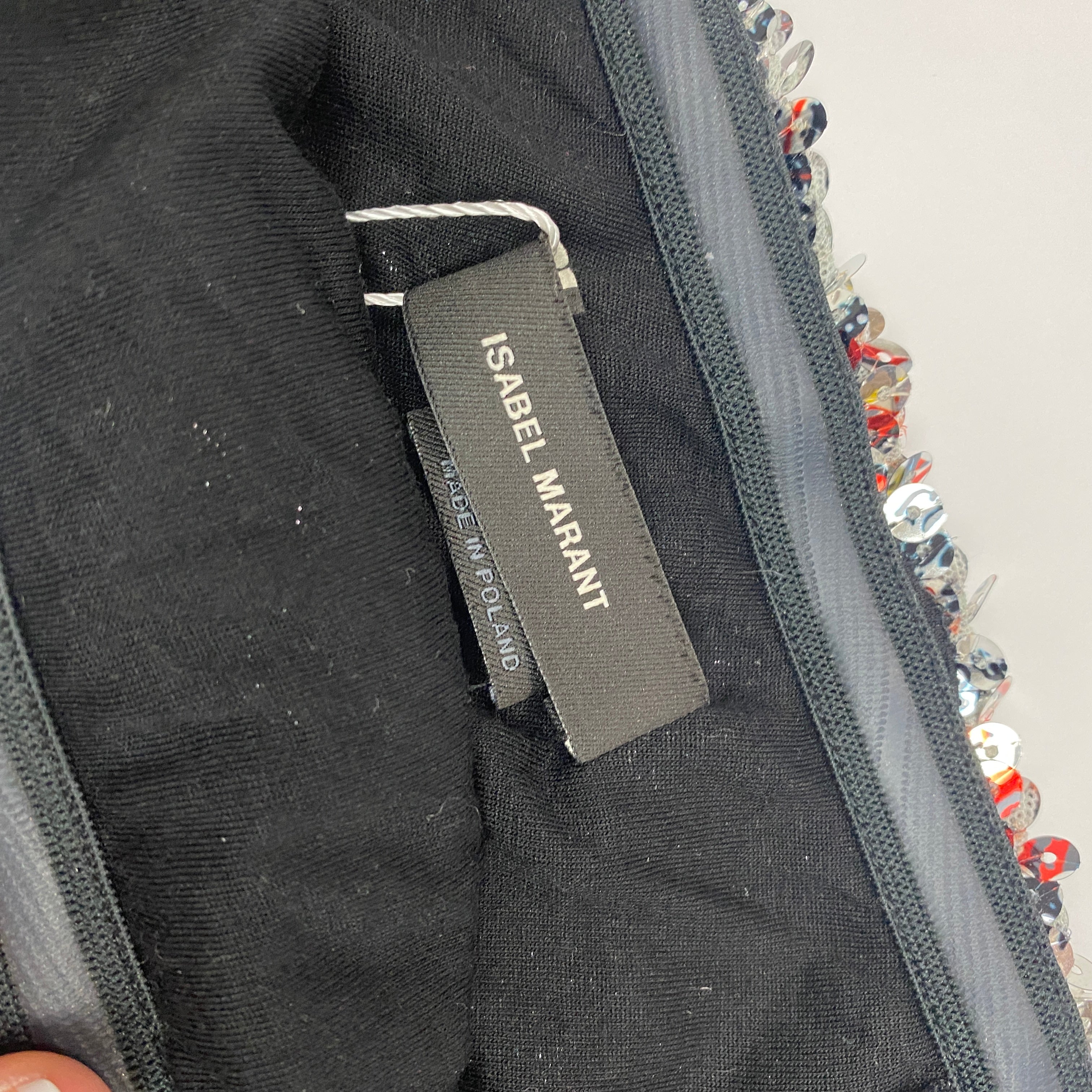 Isabel Marant Silver Sequin Superstretch One Shoulder Top S