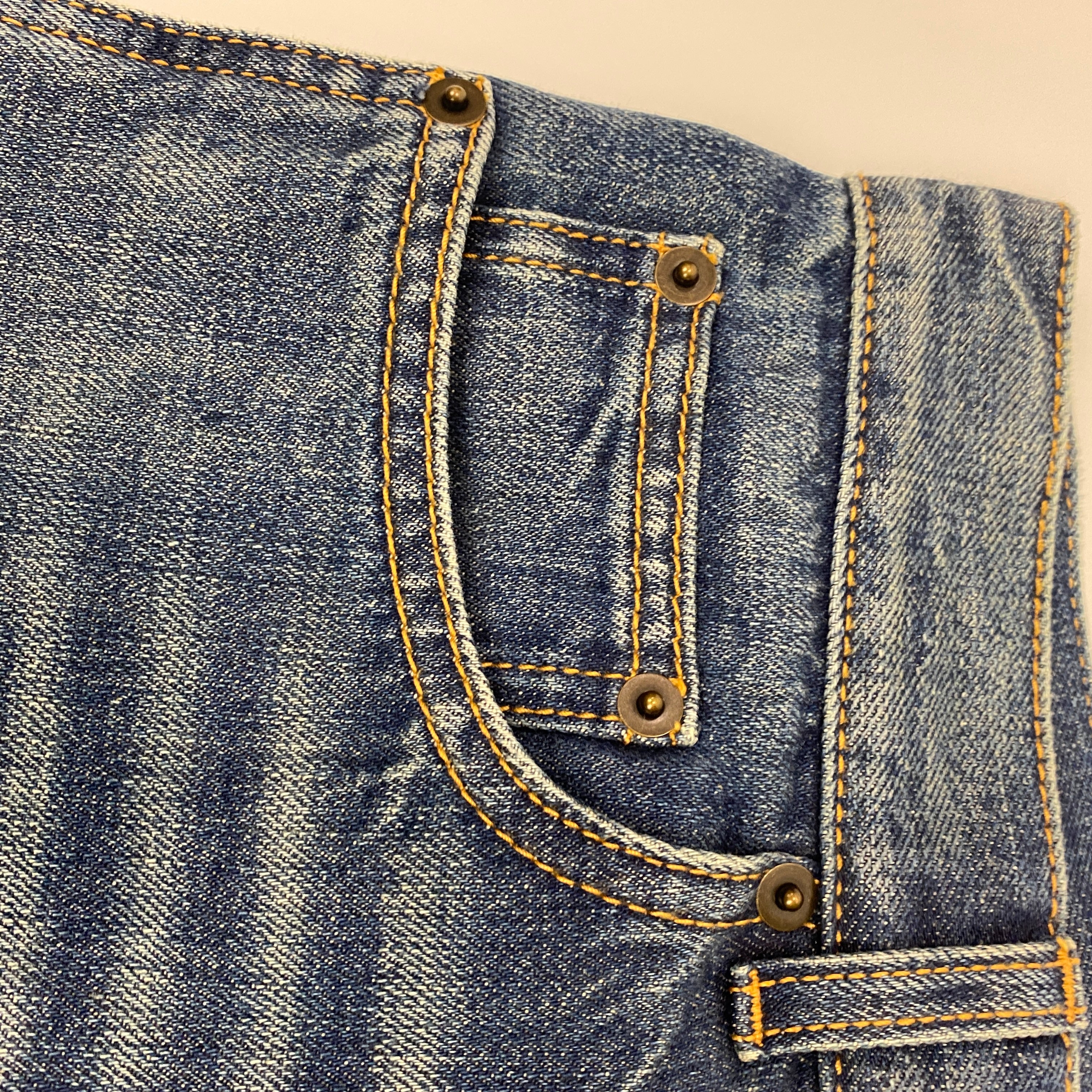 Saint Laurent New £790 Vintaged Blue Denim Wide Leg Jeans 28