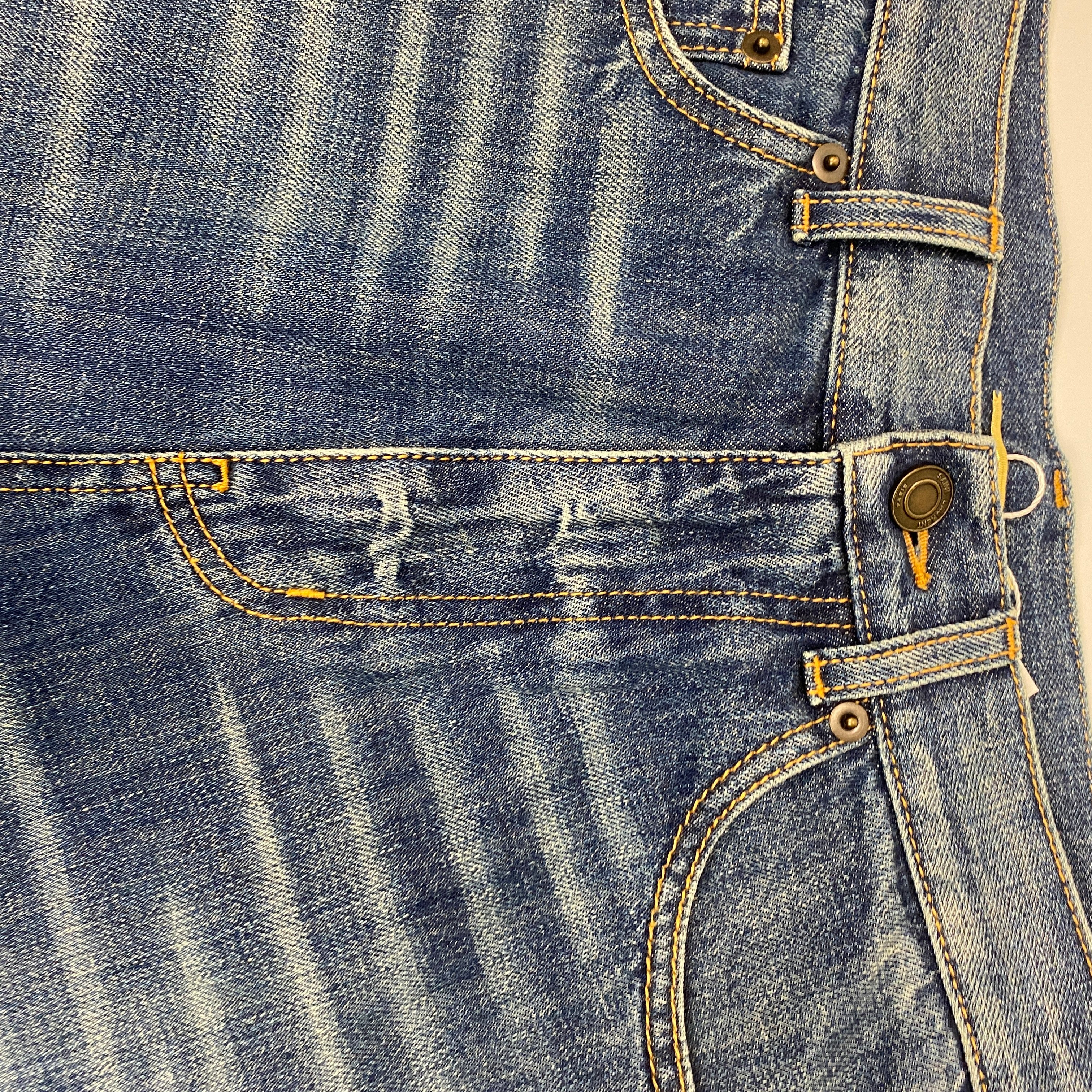 Saint Laurent New £790 Vintaged Blue Denim Wide Leg Jeans 28