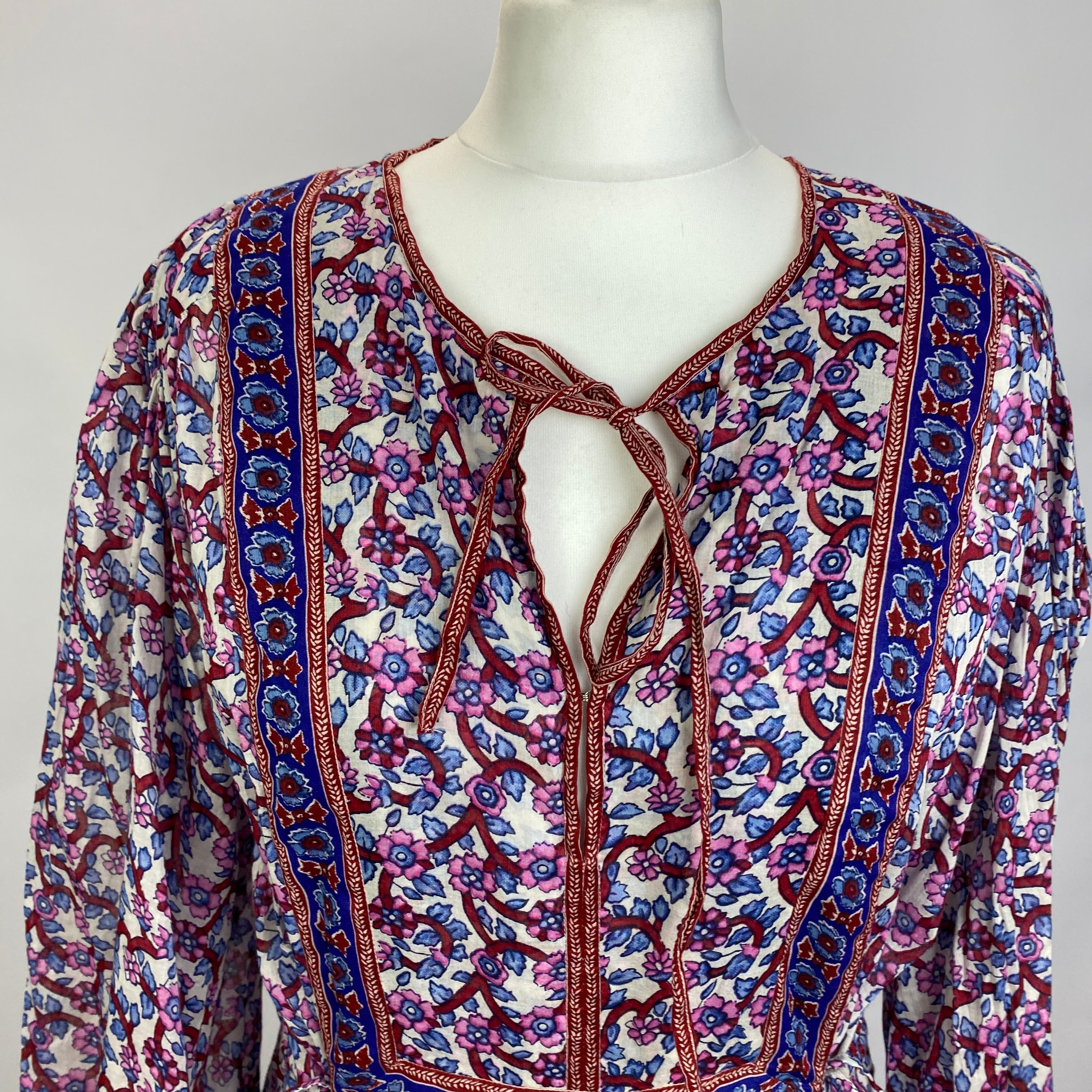 Isabel Marant Etoile New £425 Blue & Pink Gilinesia Midi Dress S