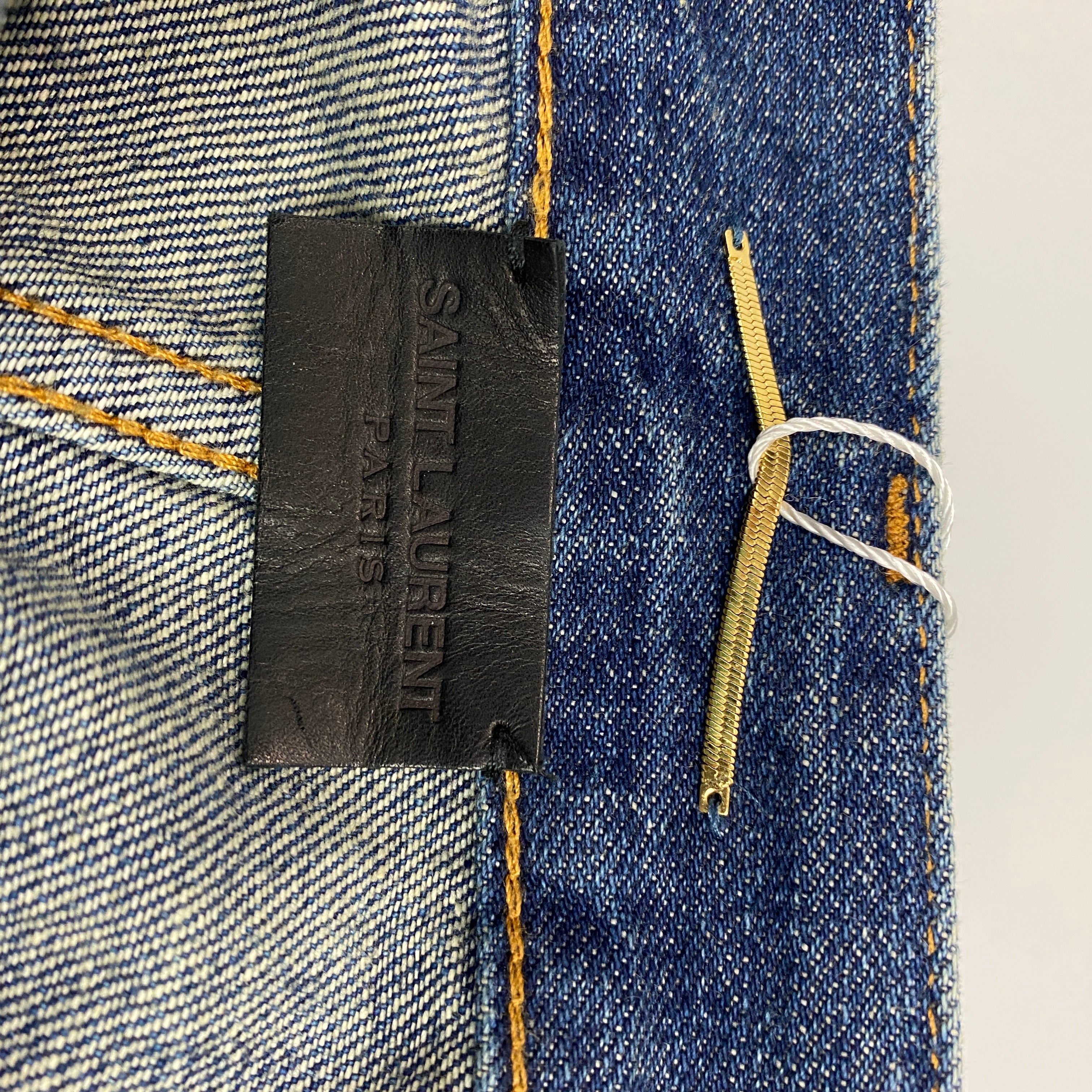 Saint Laurent New £790 Vintaged Blue Denim Wide Leg Jeans 28