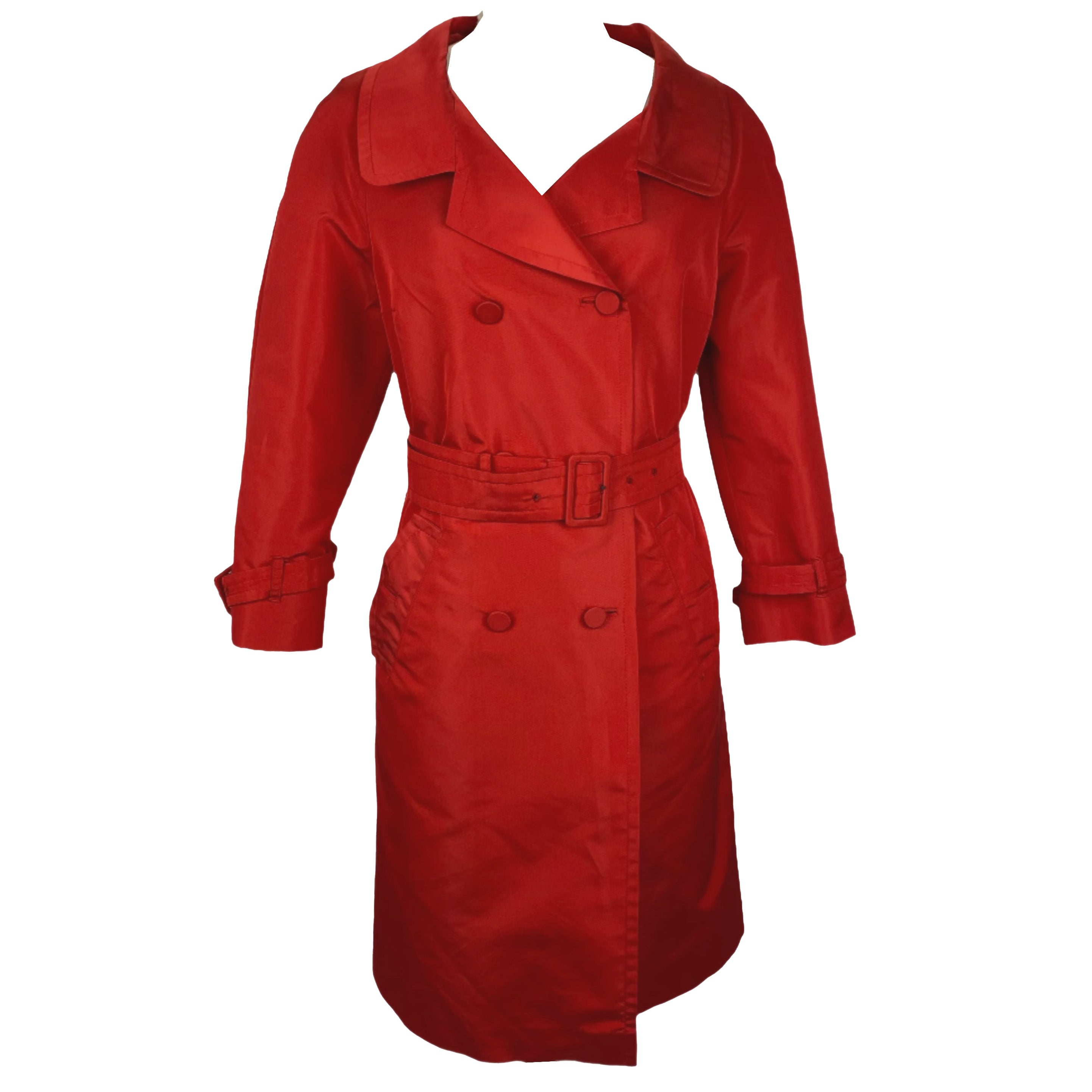 Prada Ruby Silk Mix Super Lightweight Belted Coat XS/S