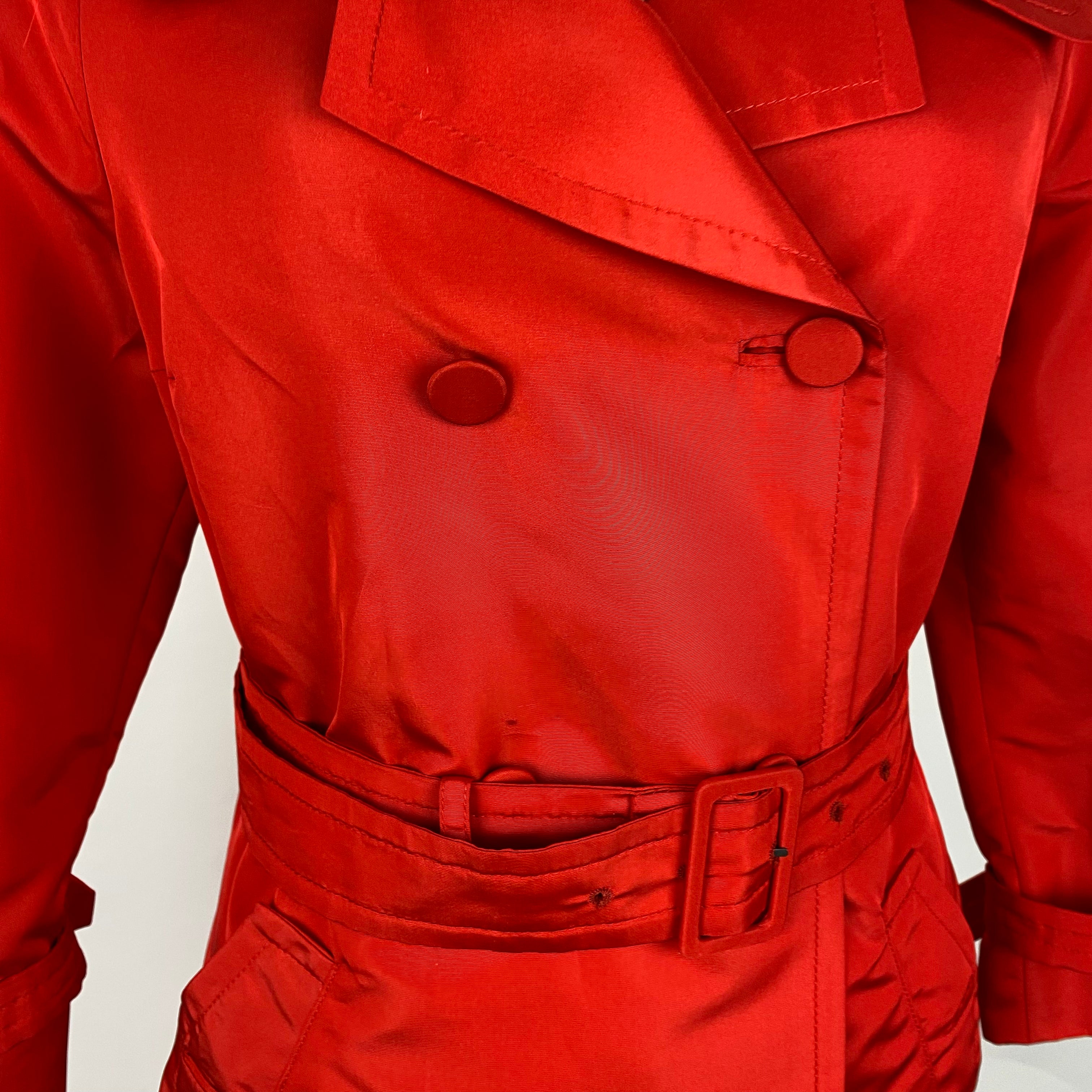 Prada Ruby Silk Mix Super Lightweight Belted Coat XS/S
