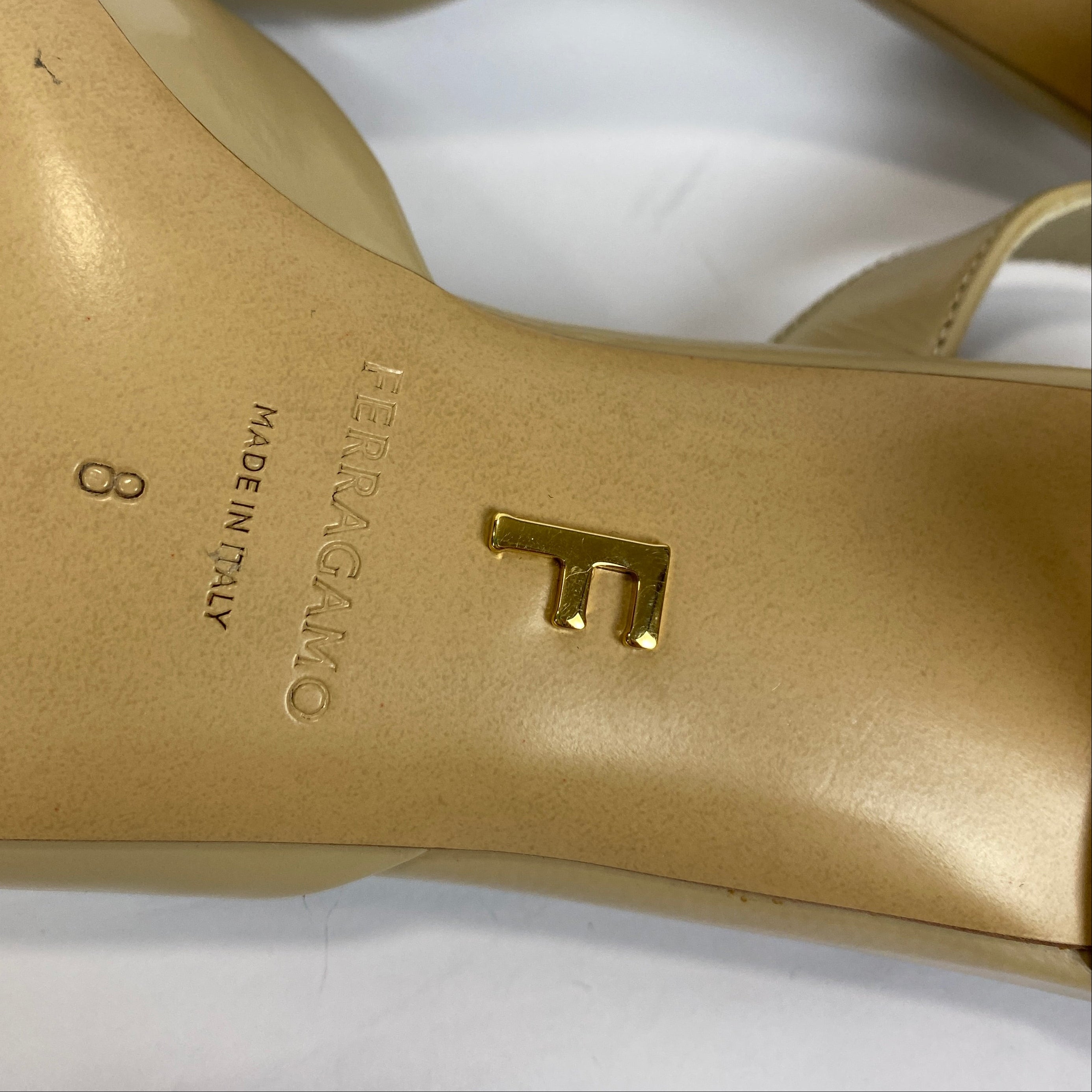 Ferragamo £755 Deep Cream Cage Slingback Heels 38