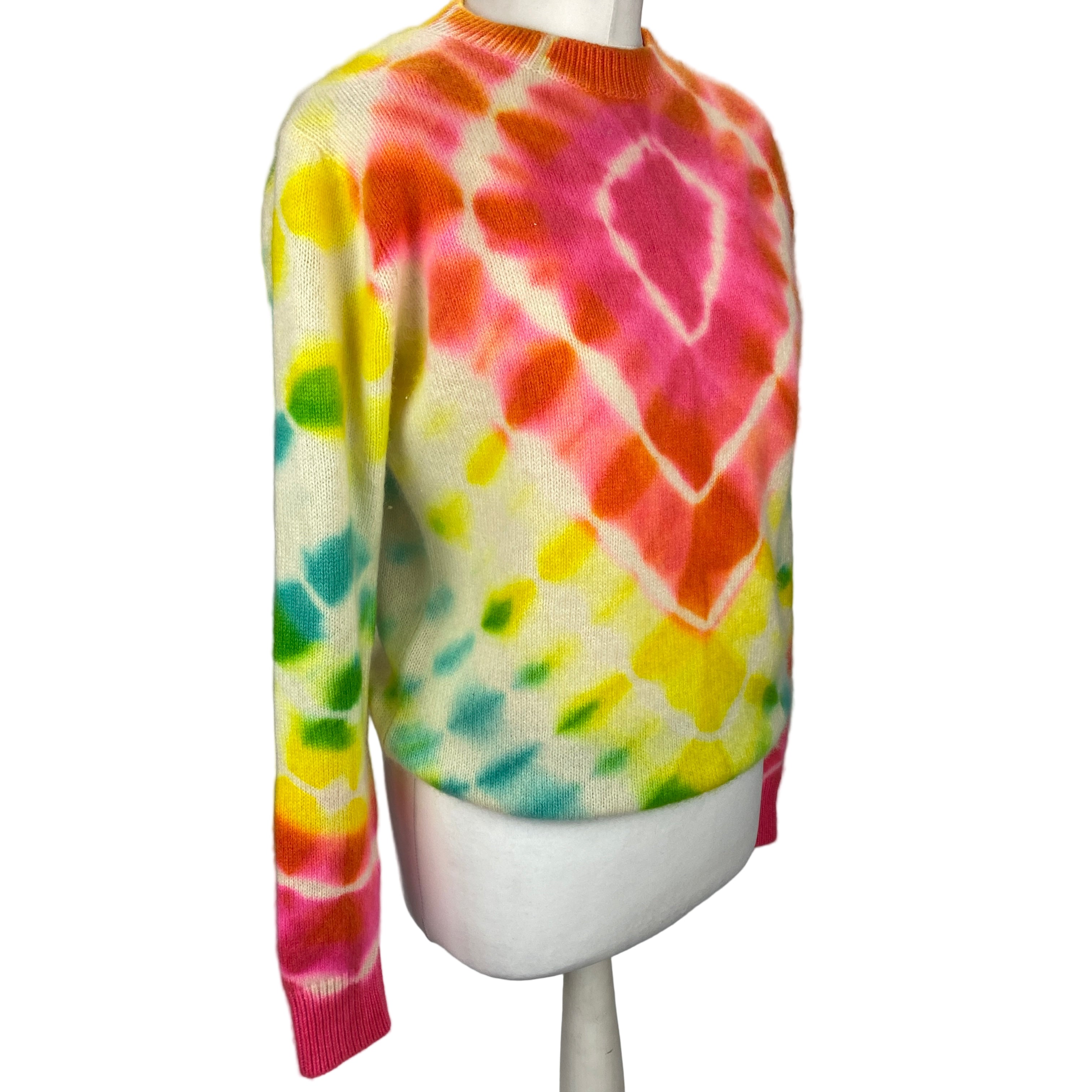 The Elder Statesman £1765 Neon Tie Dye Cashmere Sweater XS