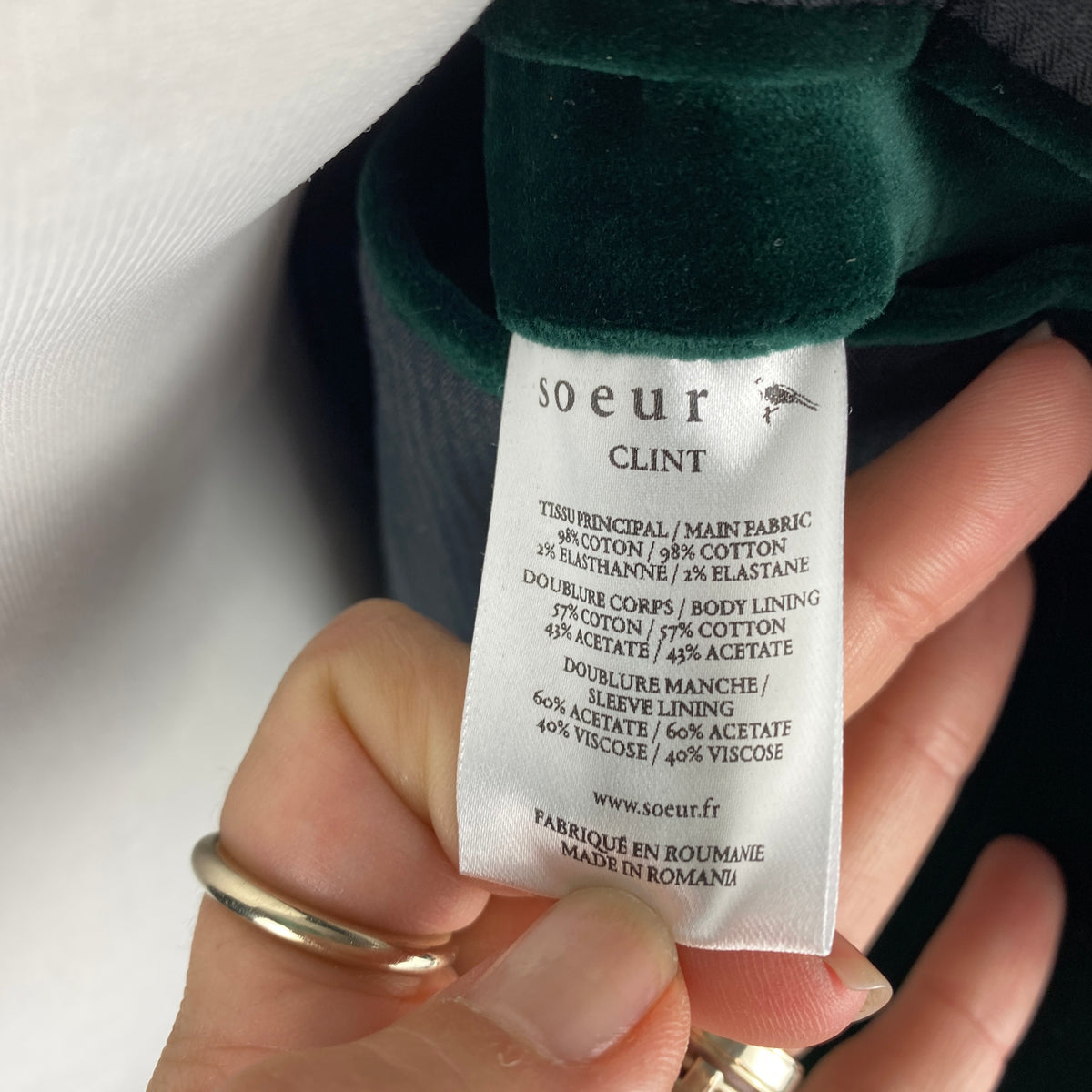 Soeur New £340 Bottle Green Velvet Classic Blazer M