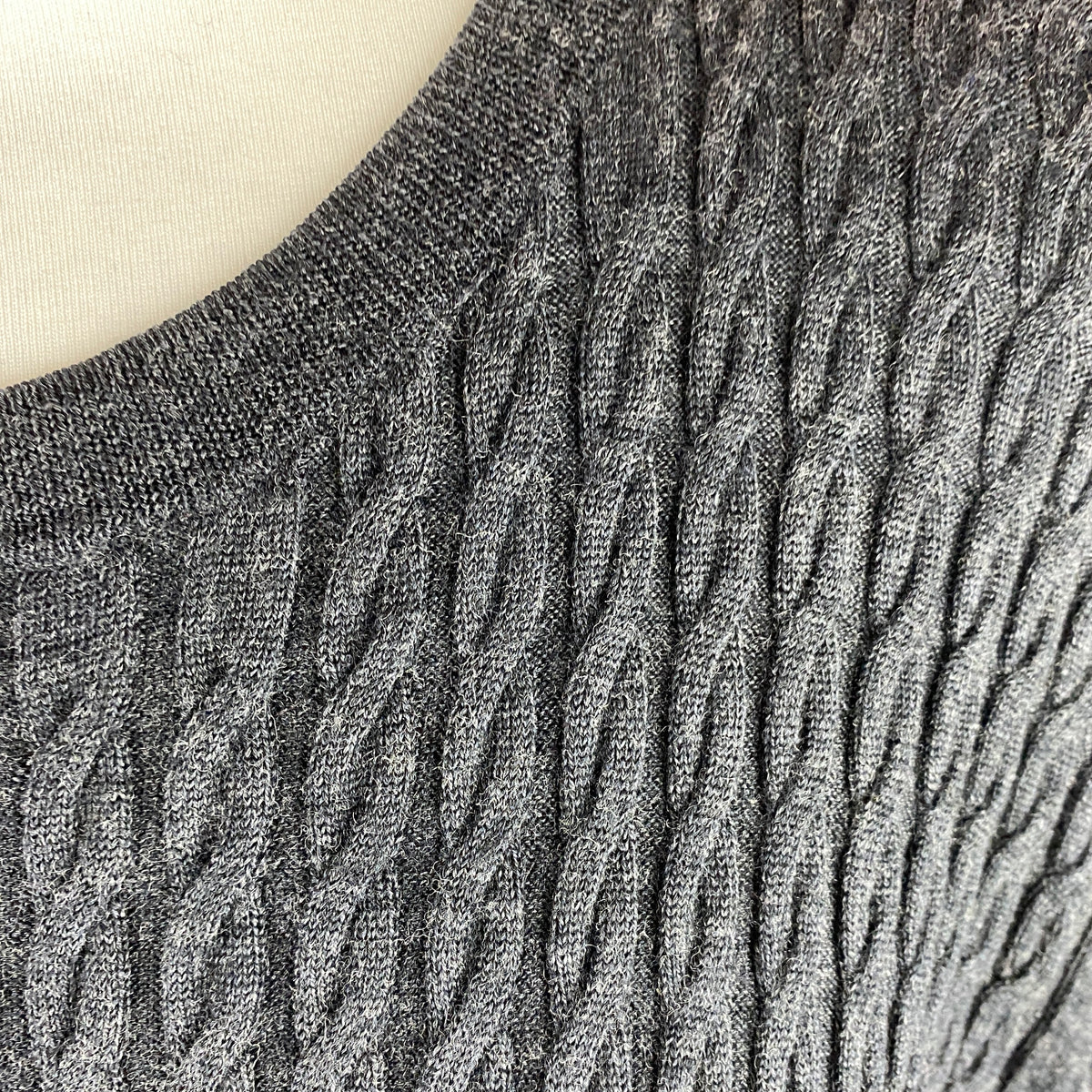 Toteme £530 Charcoal Melange Cable Knit Wool Maxi Dress L