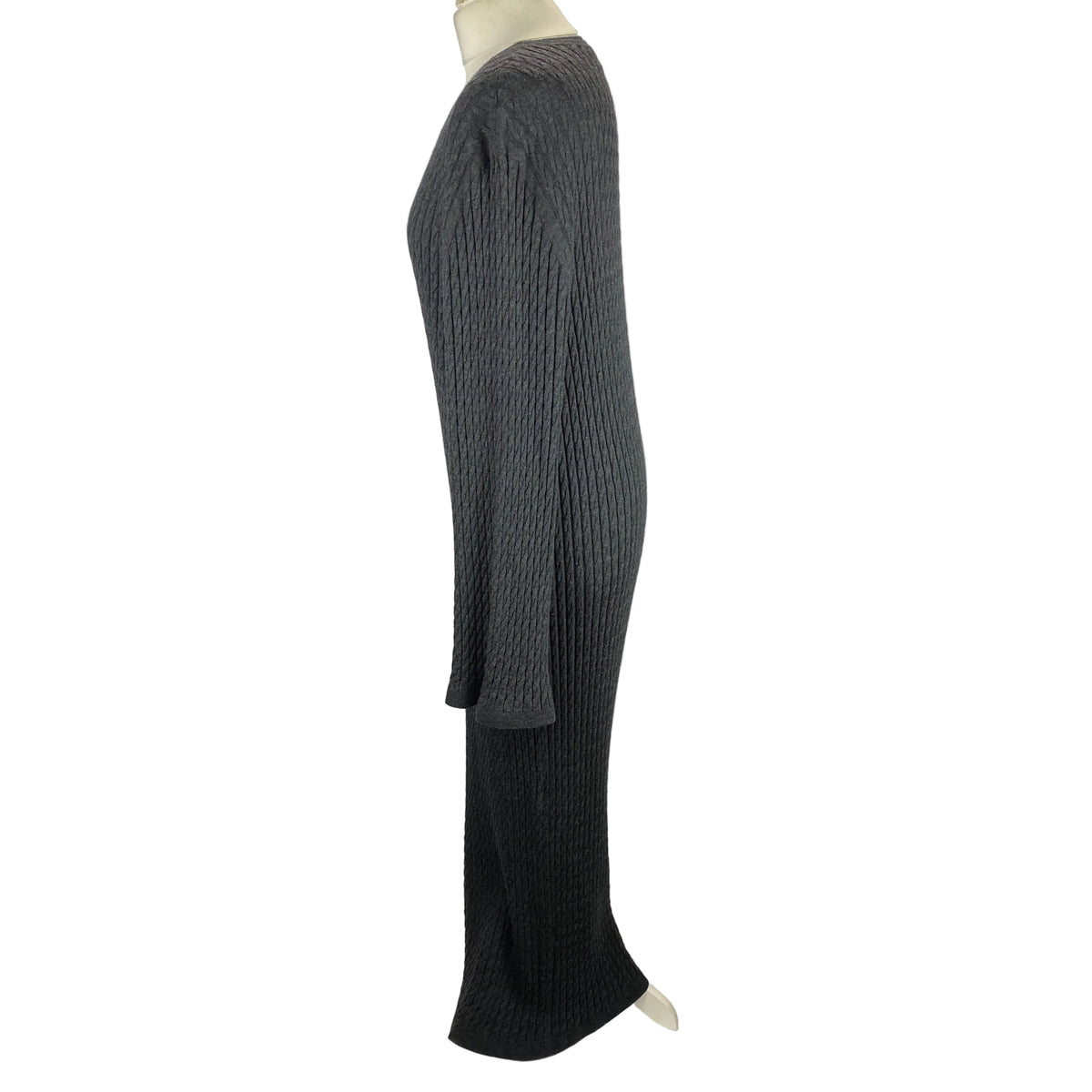 Toteme £530 Charcoal Melange Cable Knit Wool Maxi Dress L