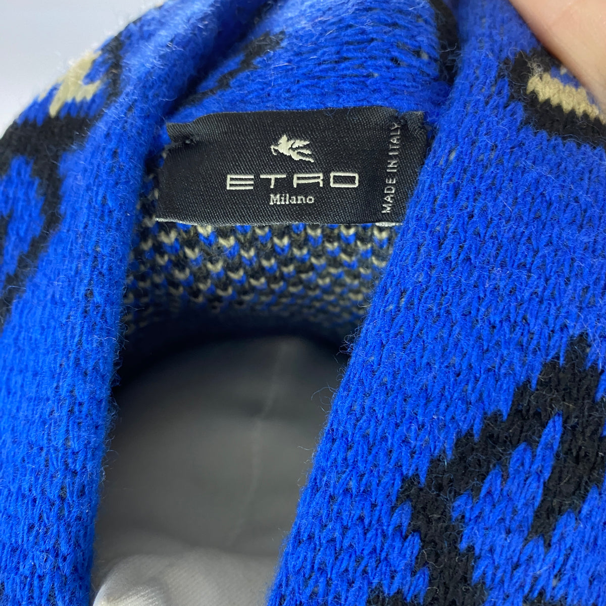 Etro New £810 Black Blue Bohemian Wool Jacquard Cardigan M-XL