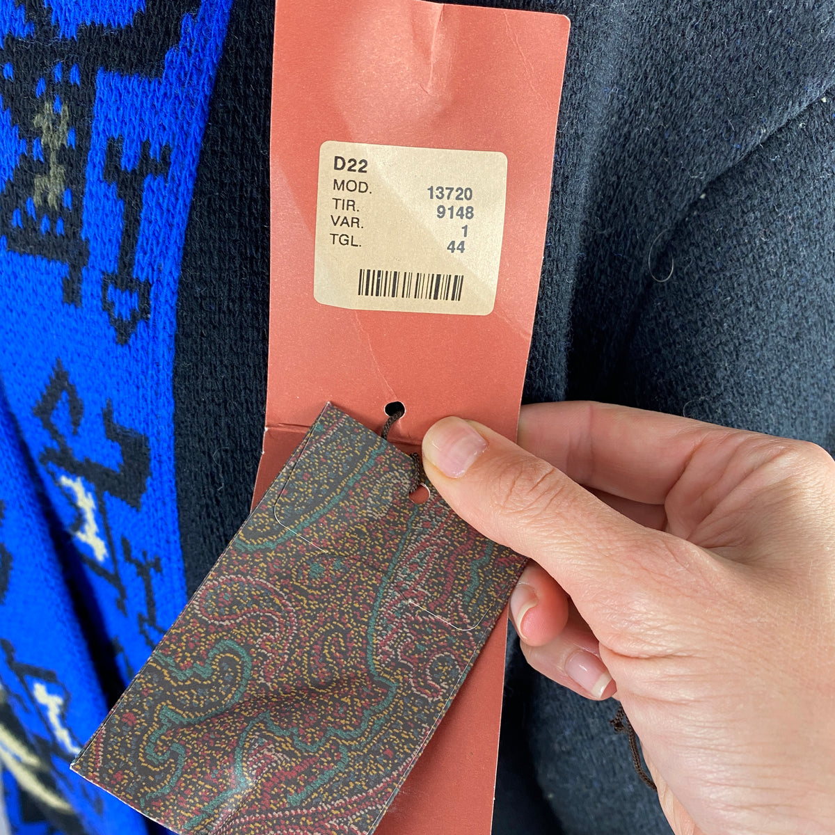 Etro New £810 Black Blue Bohemian Wool Jacquard Cardigan M-XL