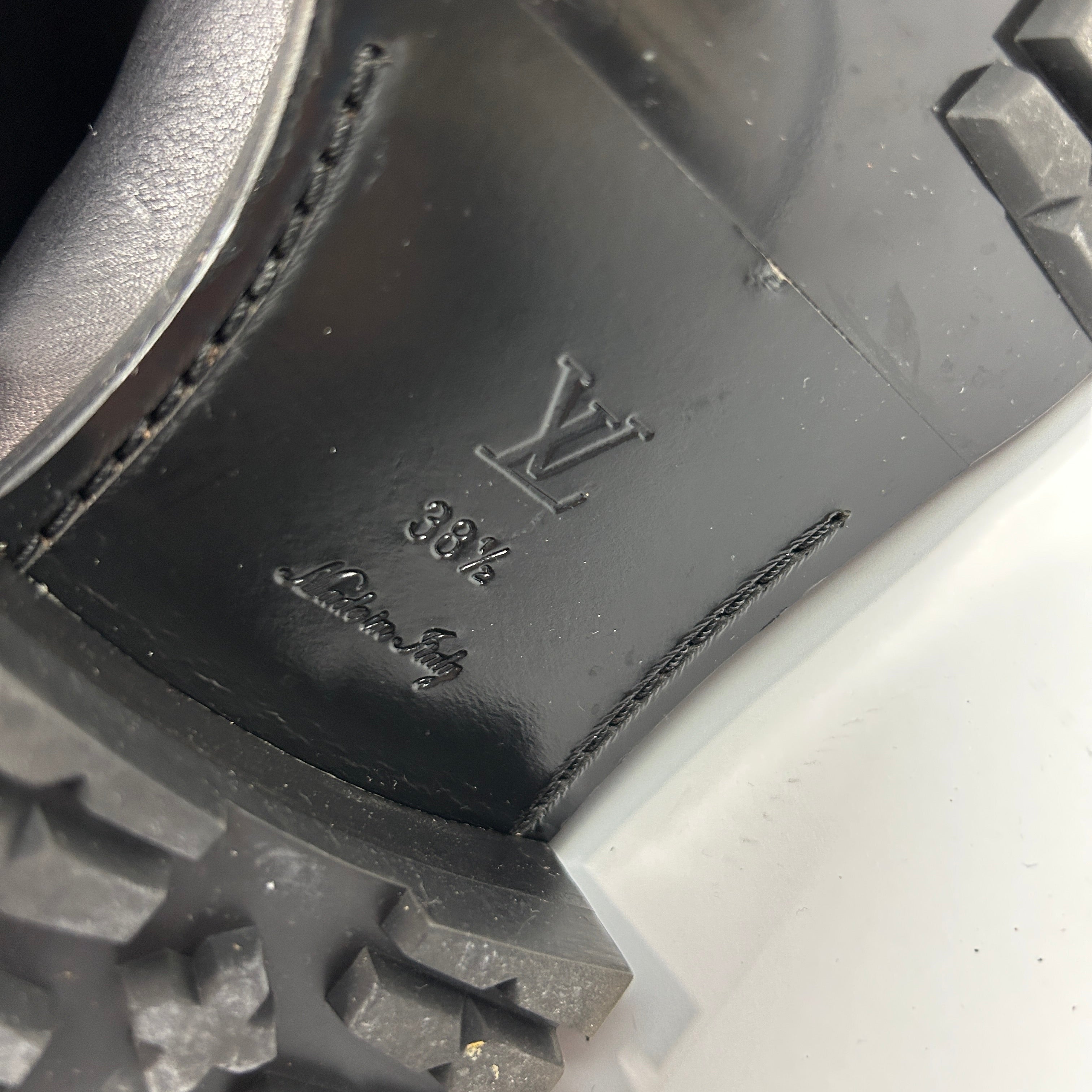 Louis Vuitton Black Leather Monogram Strap Ankle Boots 38.5