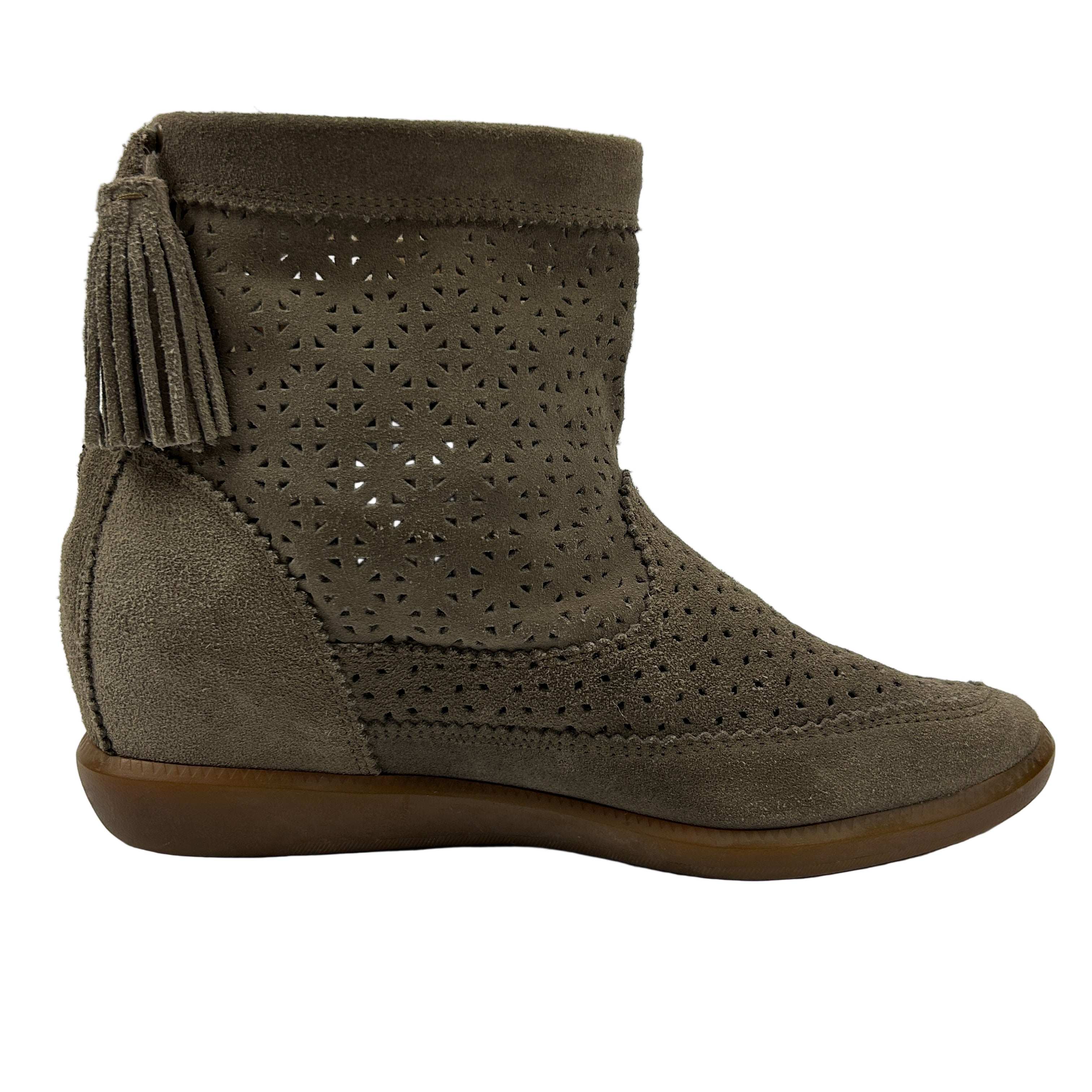 Isabel Marant Taupe Perforated Suede Ankle Boots 41