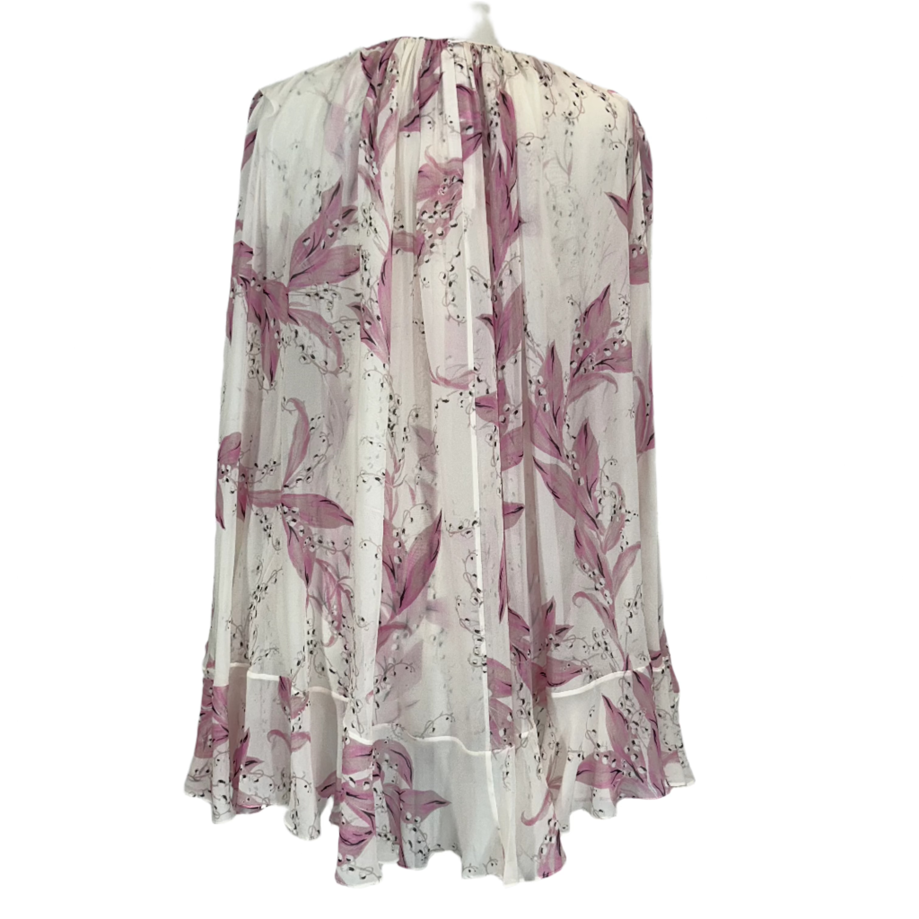 Giambattista Valli Pink Lily of the Valley Print Silk Top M