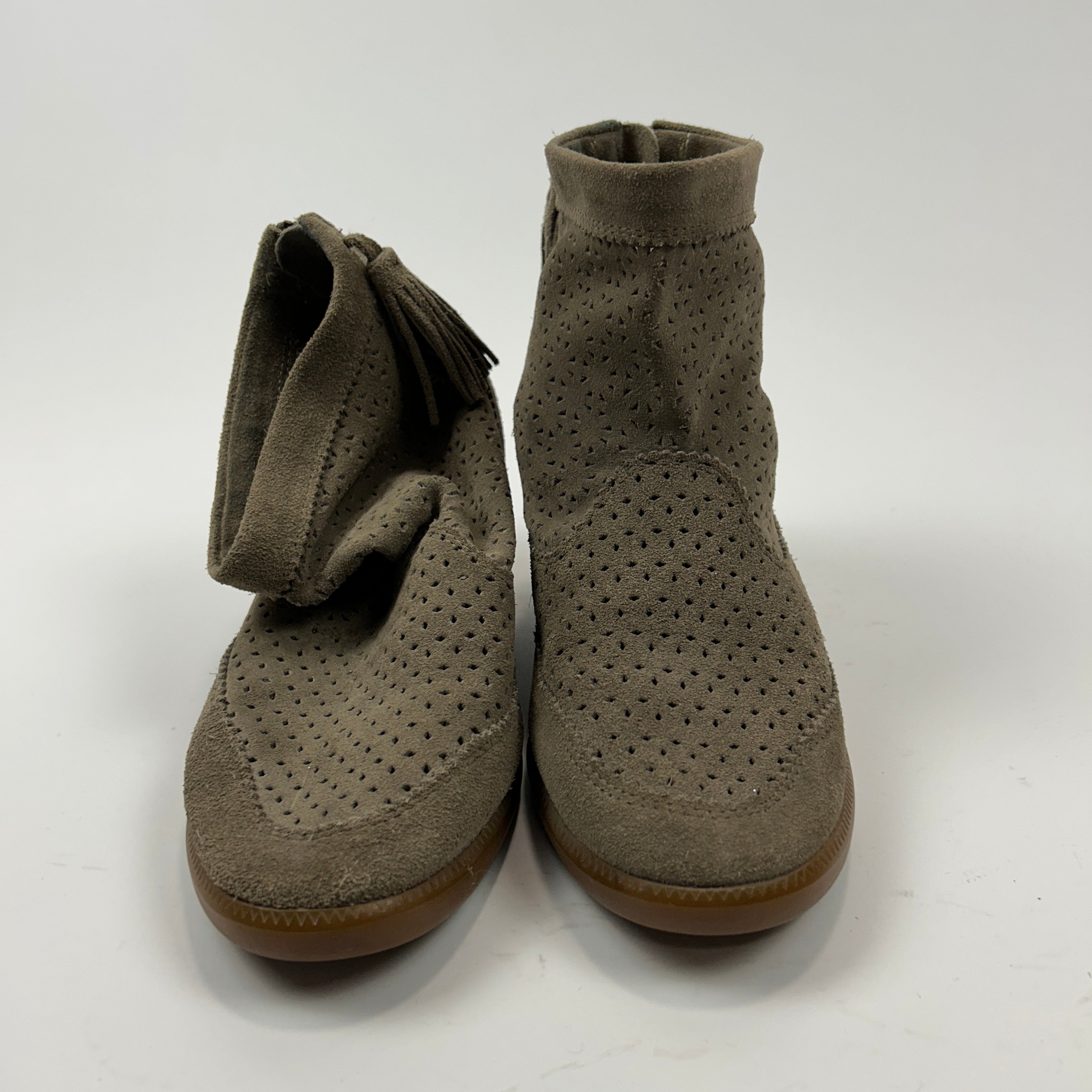 Isabel Marant Taupe Perforated Suede Ankle Boots 41