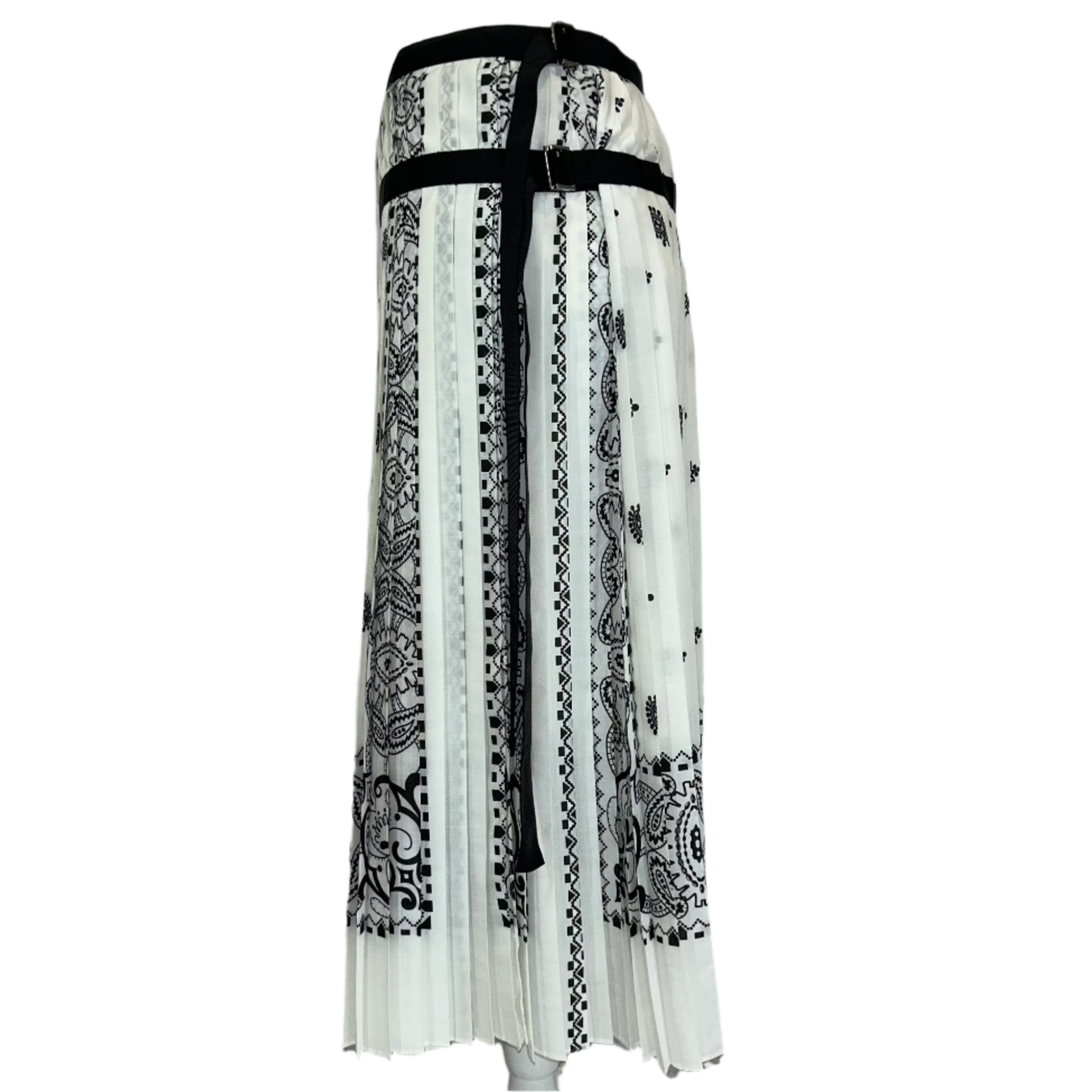Sacai £835 Black & White Bandana Print Kilt Skirt S