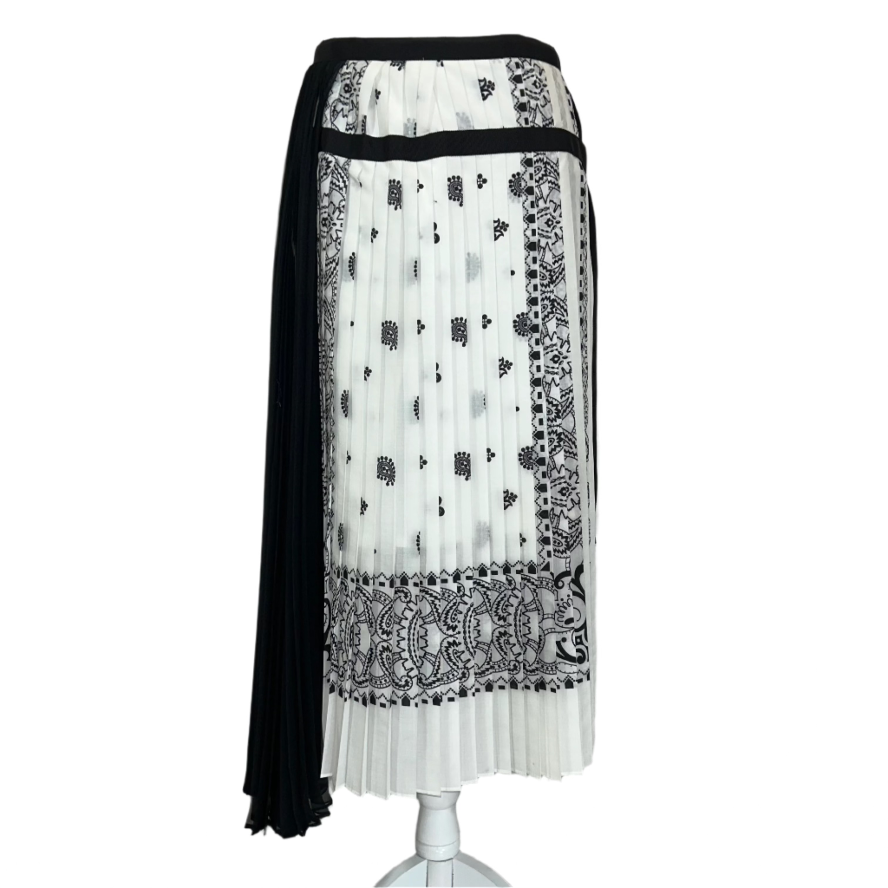 Sacai £835 Black & White Bandana Print Kilt Skirt S