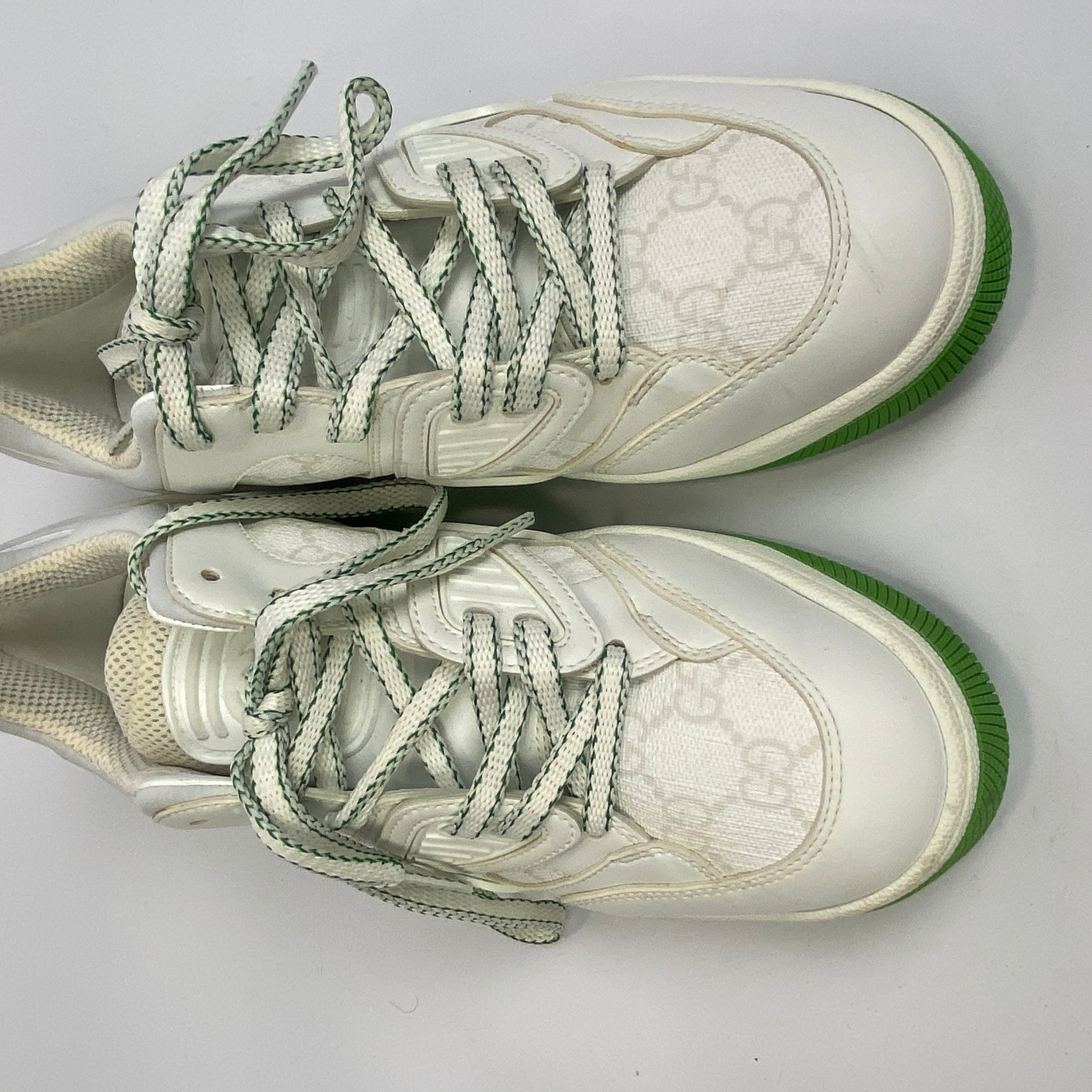 Gucci Green & White Demetra GG Basket Trainers 38