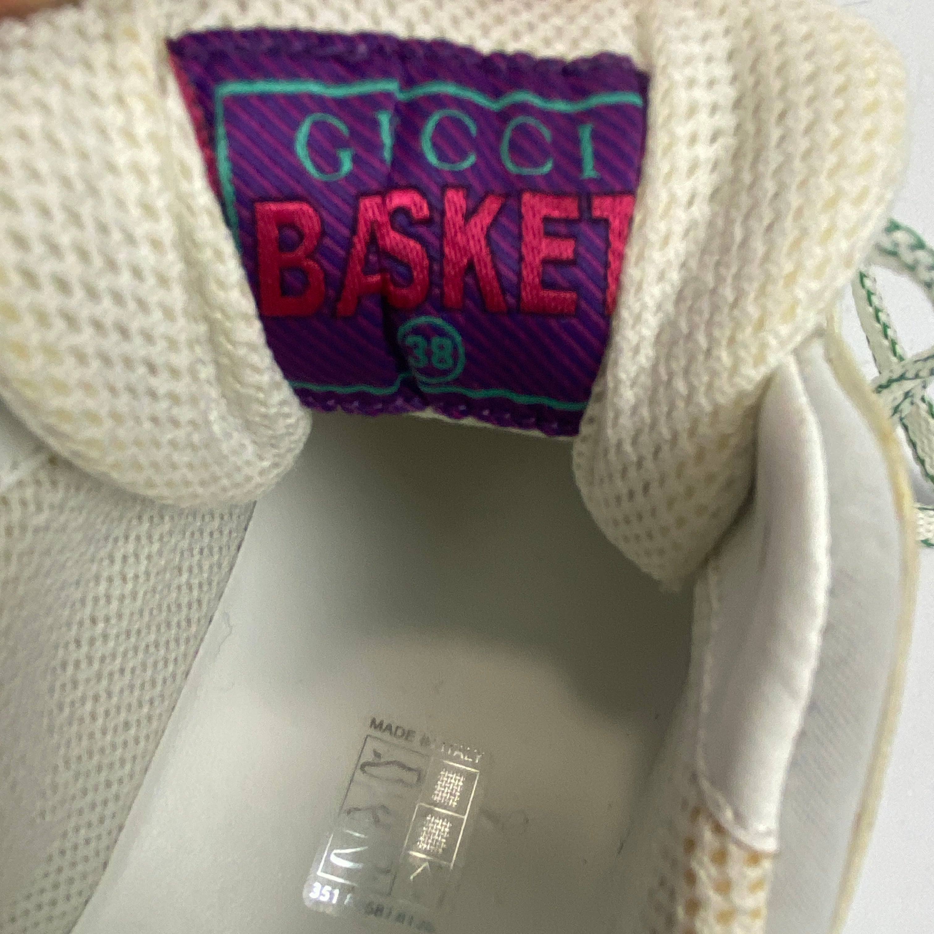Gucci Green & White Demetra GG Basket Trainers 38