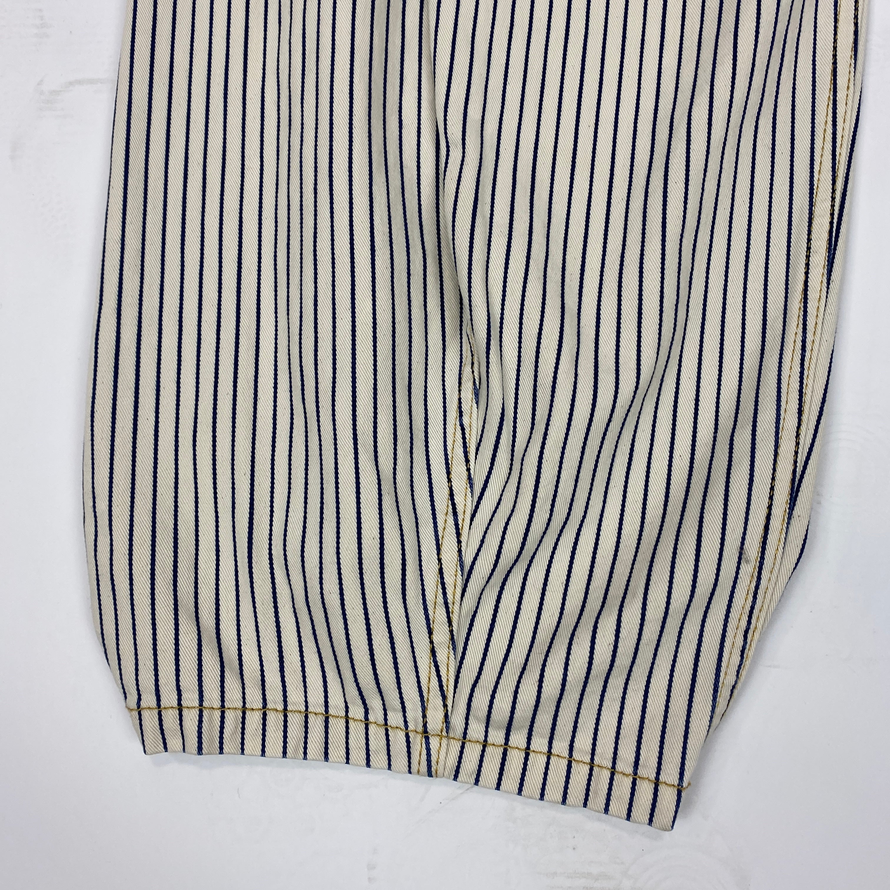Tibi New £385 Natural & Indigo Pinstripe Curve Leg Sid Pants 27R