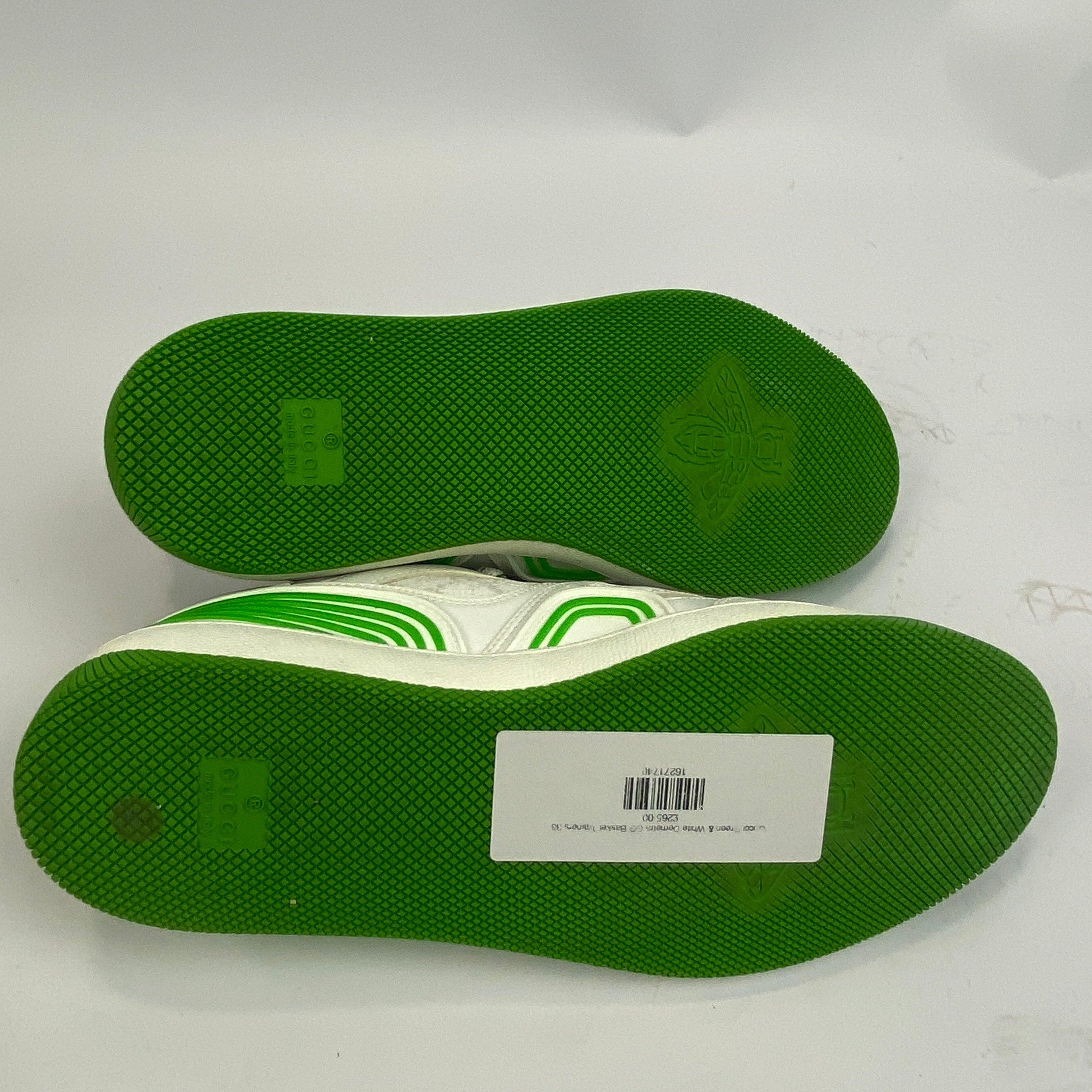 Gucci Green & White Demetra GG Basket Trainers 38