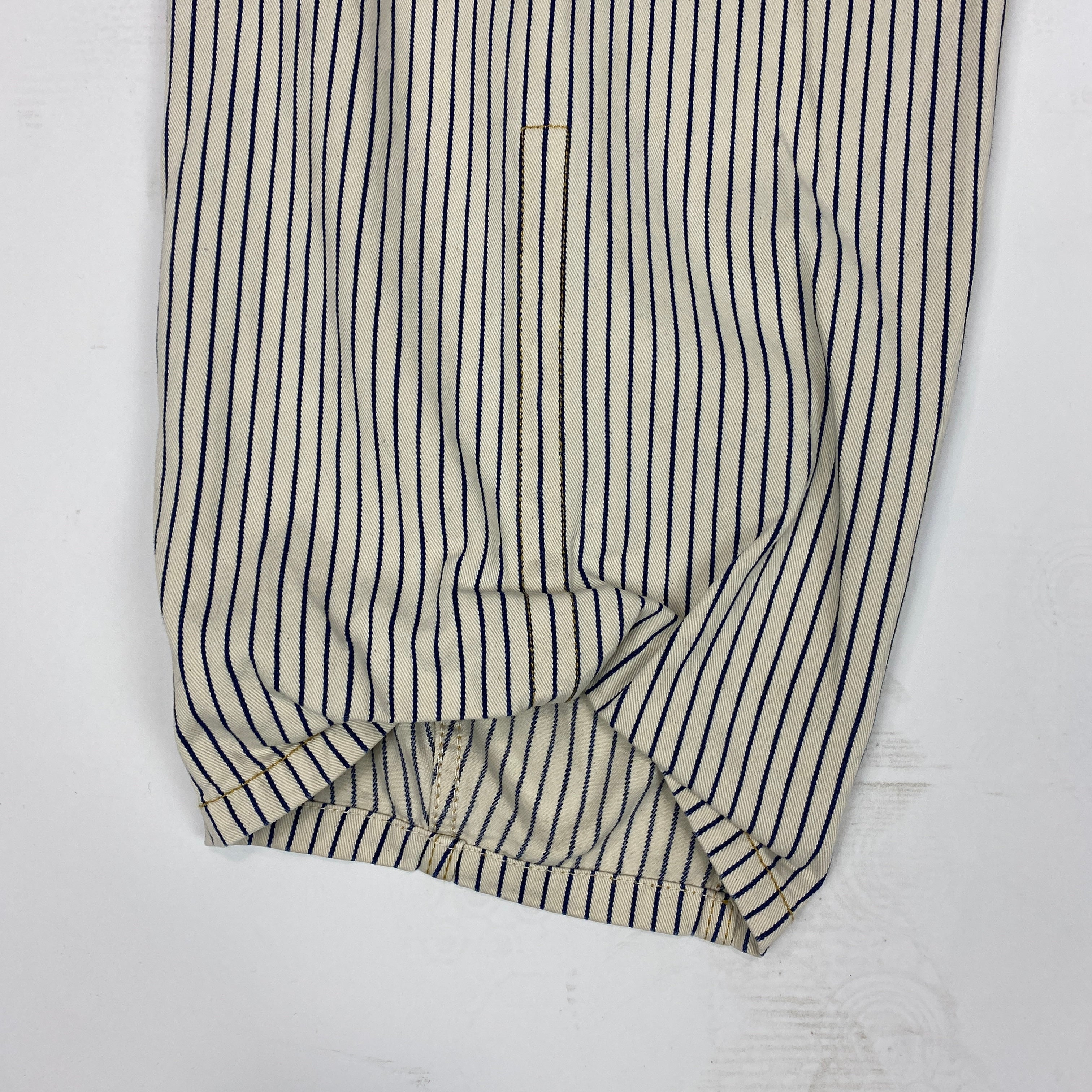 Tibi New £385 Natural & Indigo Pinstripe Curve Leg Sid Pants 27R