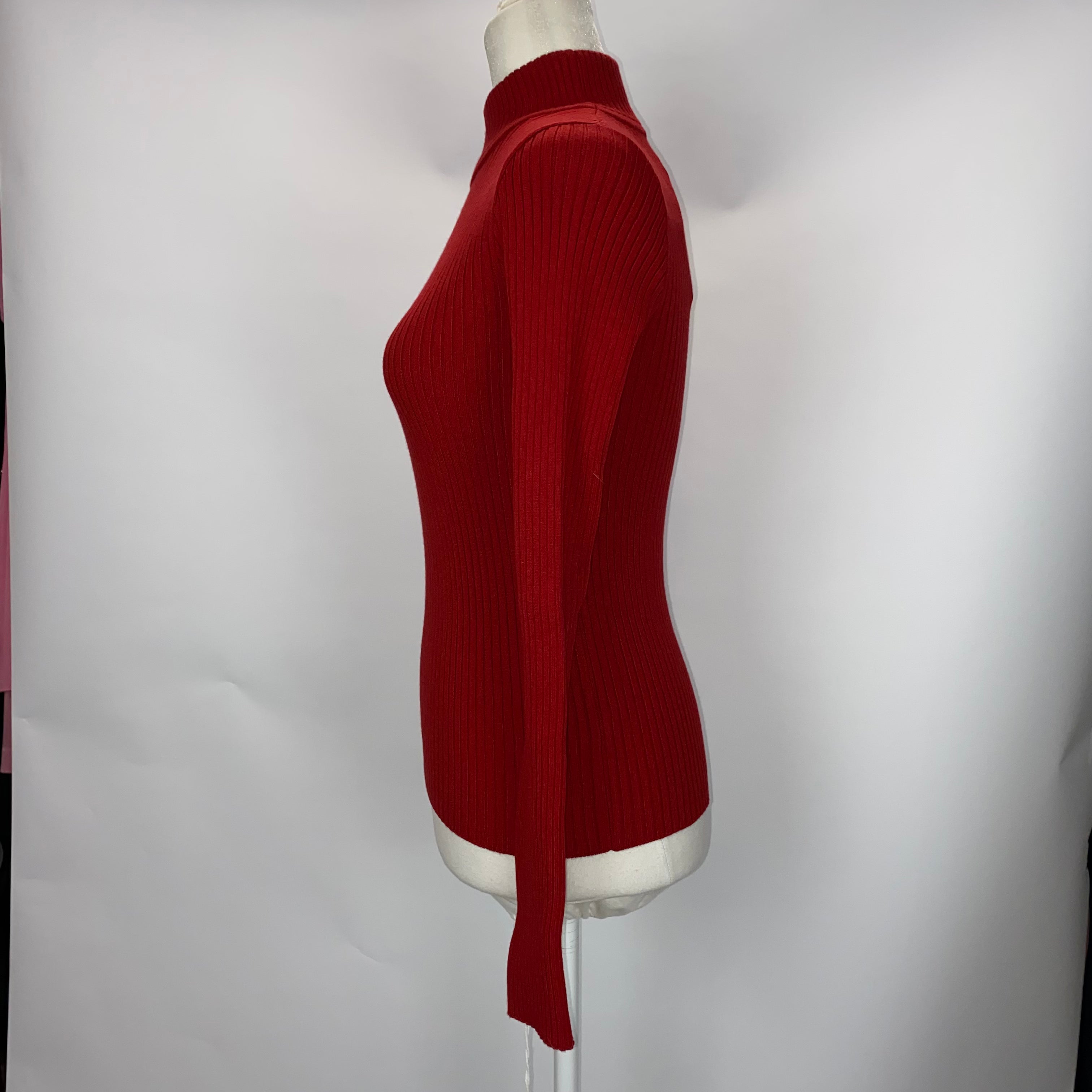 Courreges £320 Red Thick Rib Polo Neck Re-Edition Sweater XS/S