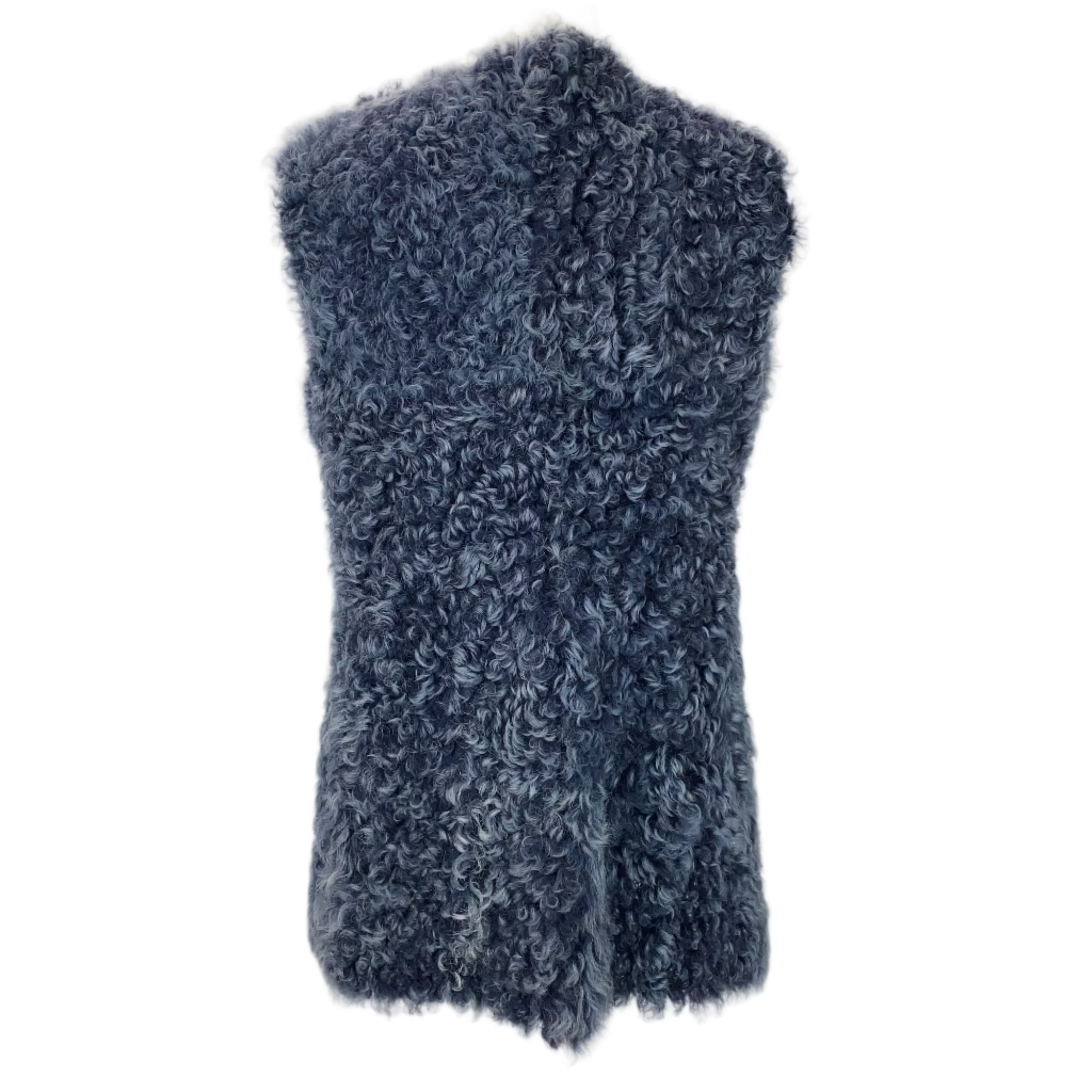 Valentino New Soft Grey Curly Shearing Longline Gilet XS