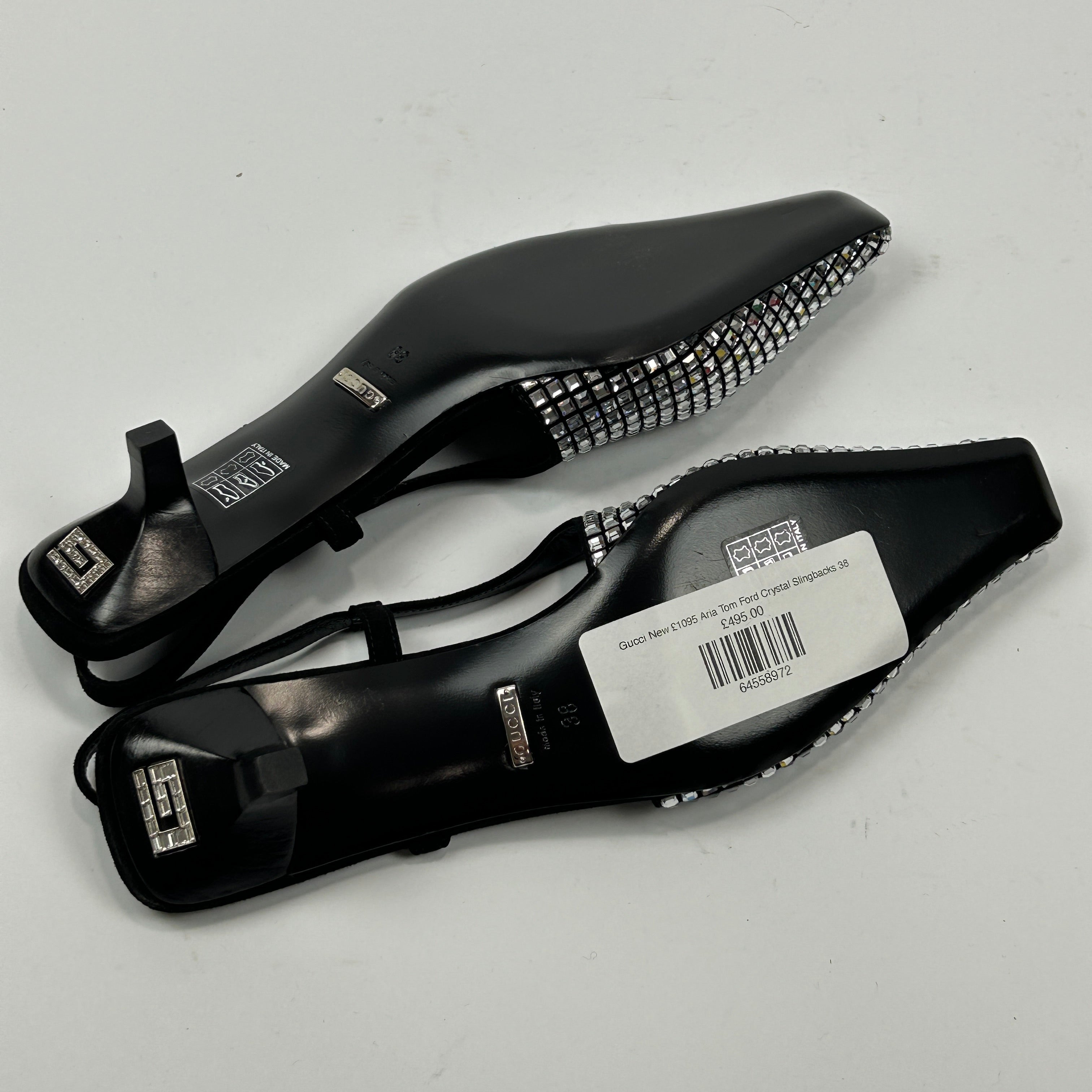 Gucci New £1095 Aria Tom Ford Crystal Slingbacks 38