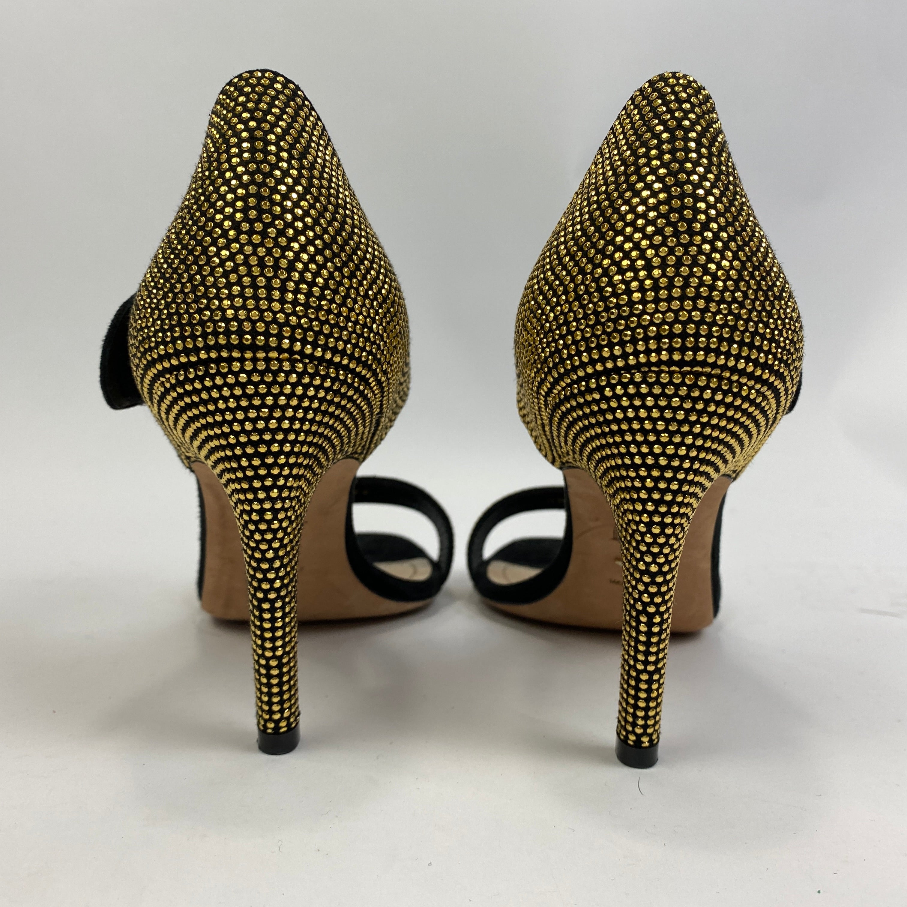 Christian Dior £695 Black & Gold Couture Choc Sandals 38