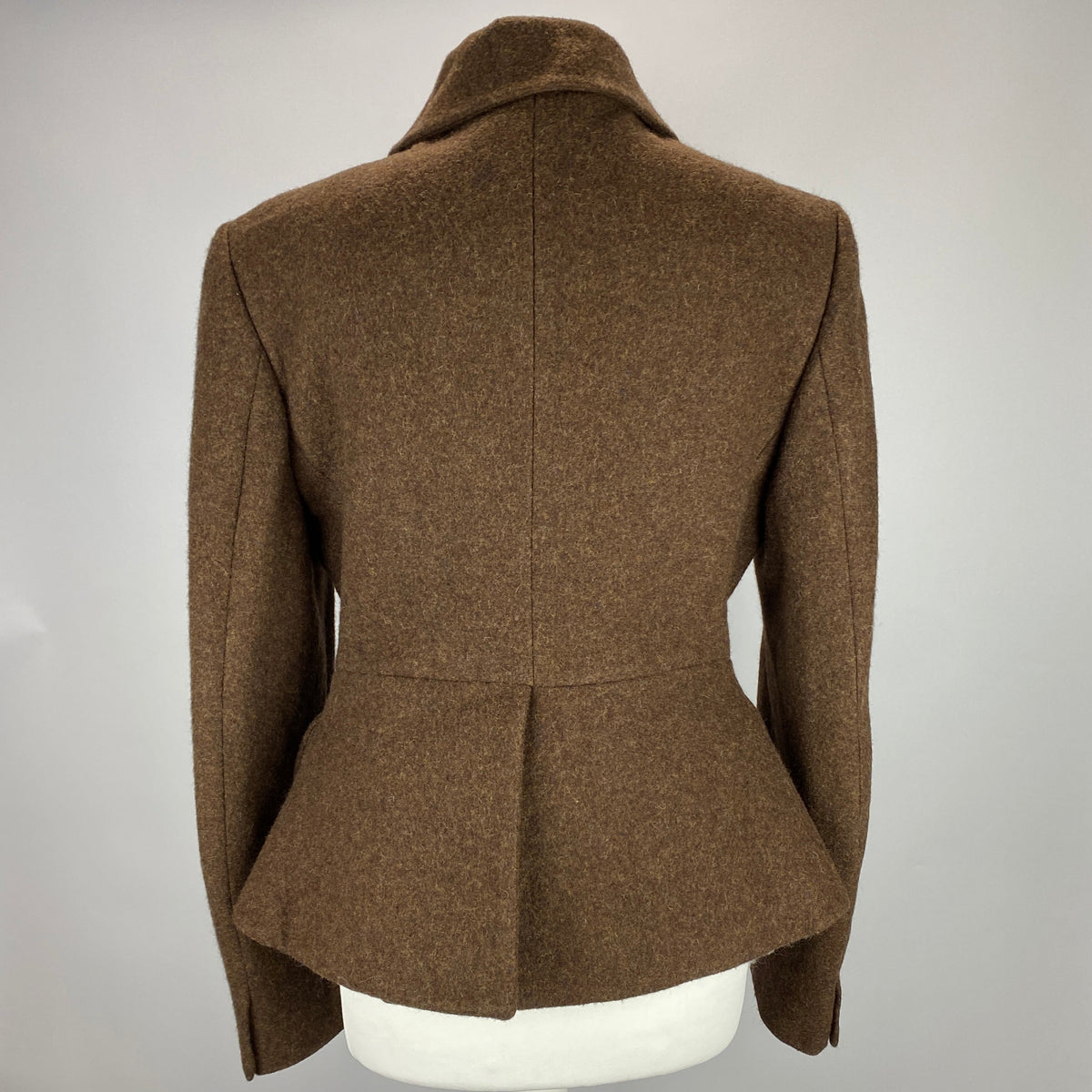 Miu Miu Brown Shetland Wool Tweed Peplum Jacket M