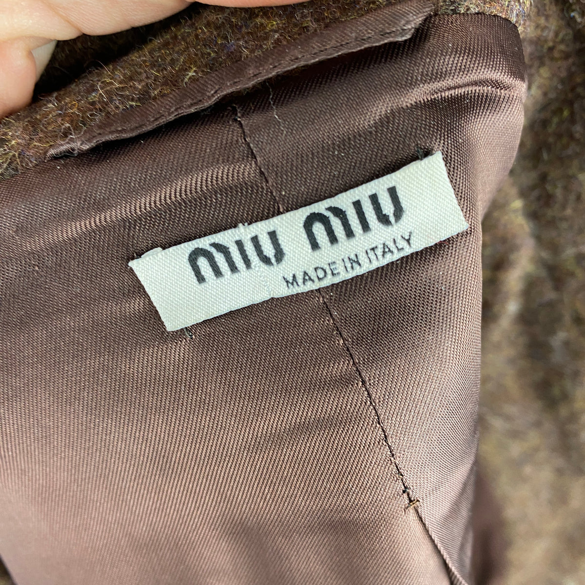 Miu Miu Brown Shetland Wool Tweed Peplum Jacket M