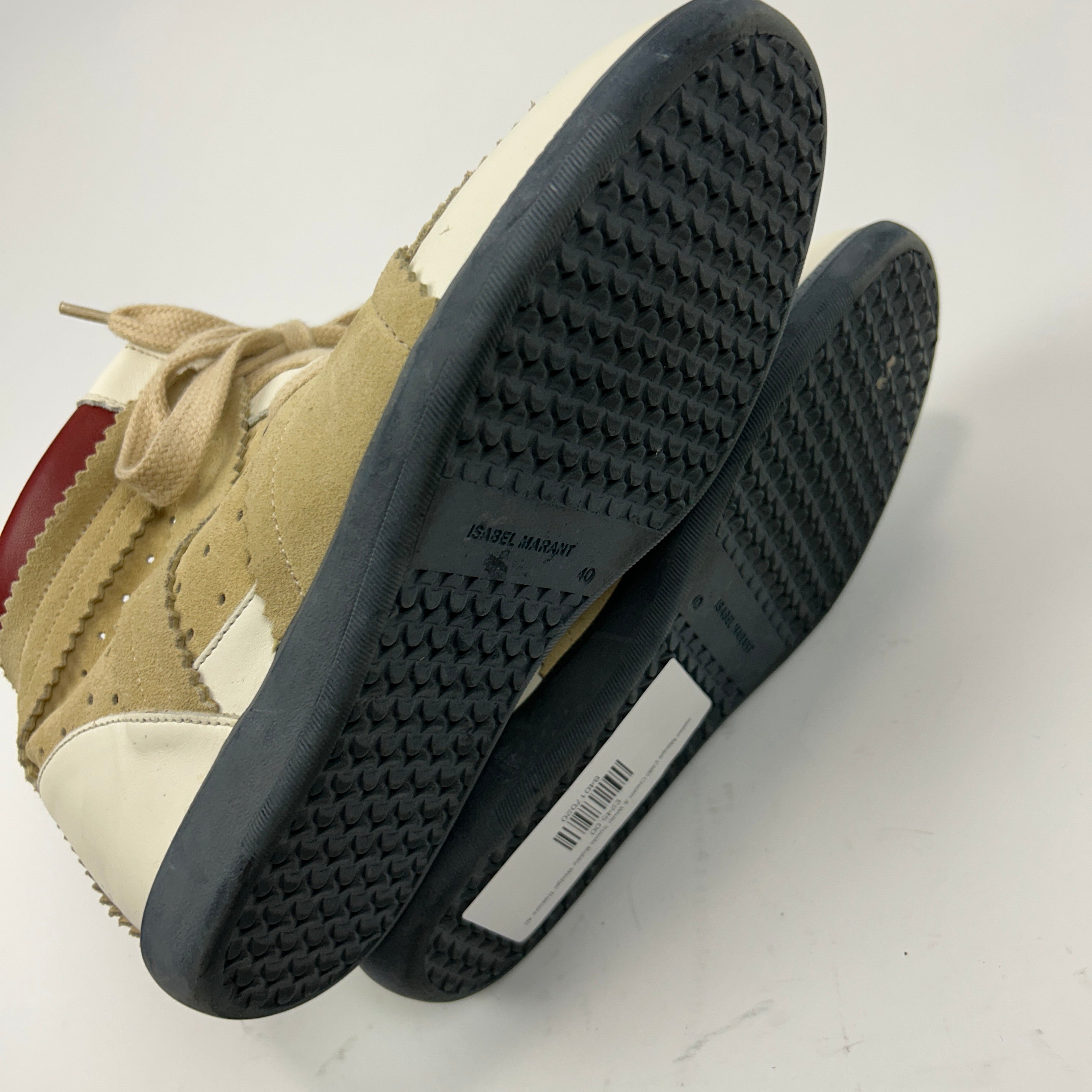 Isabel Marant £480 Cream & White Suede Bobby Wedge Trainers 40