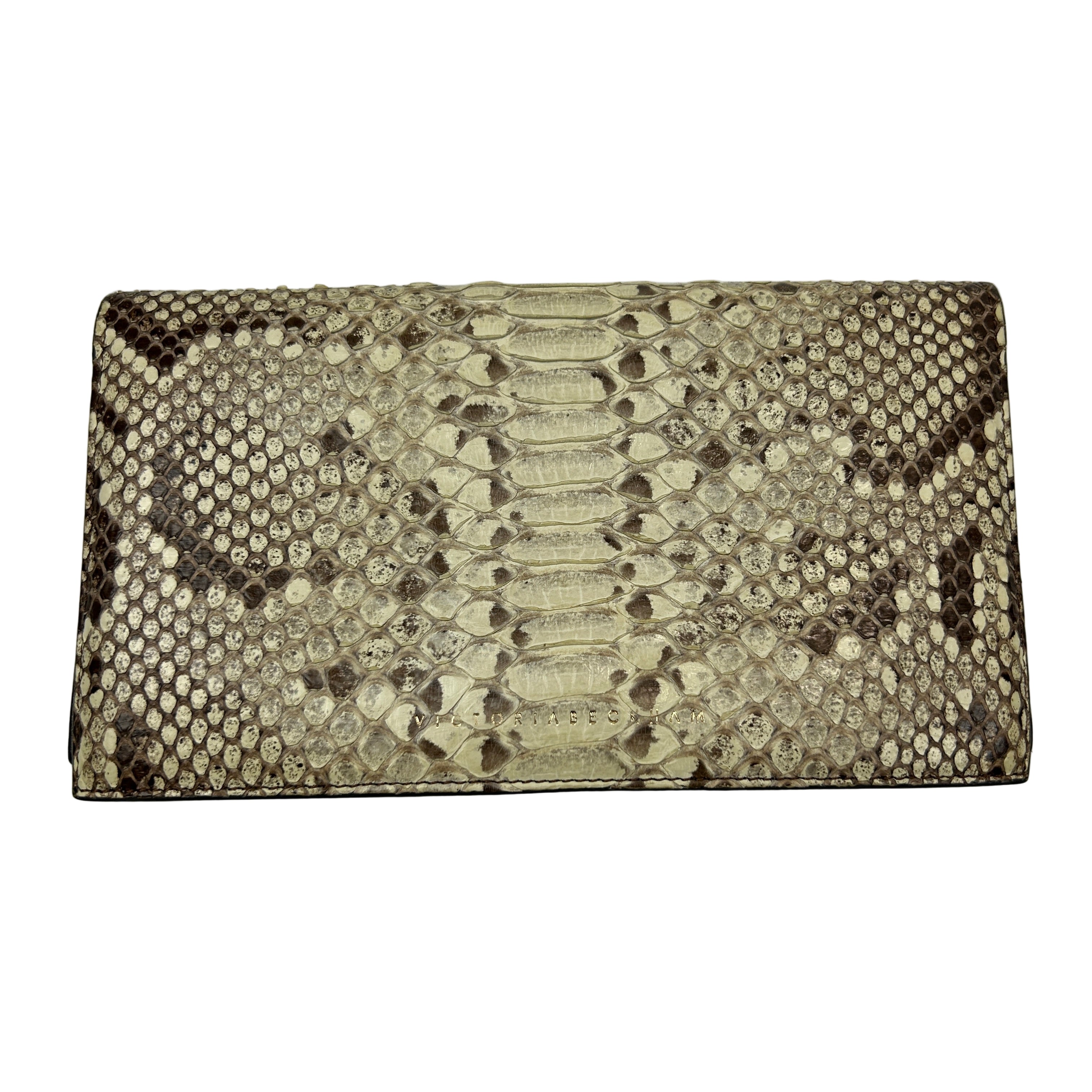 Victoria Beckham £597 Cream & Brown Snakeskin Flap Wallet