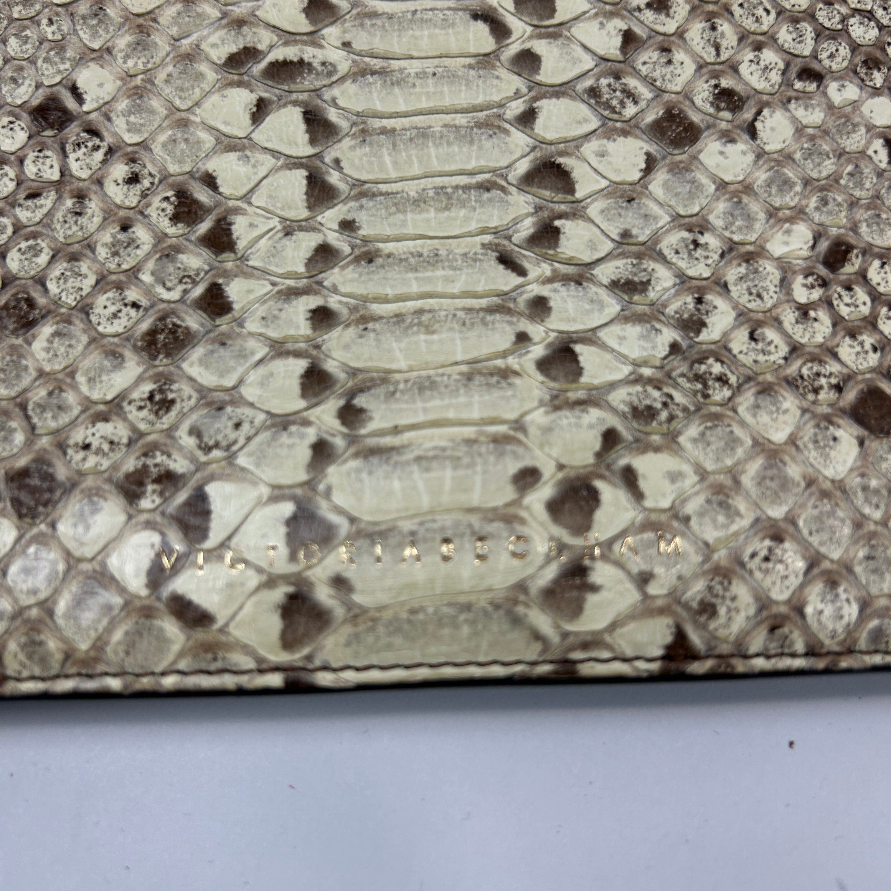 Victoria Beckham £597 Cream & Brown Snakeskin Flap Wallet