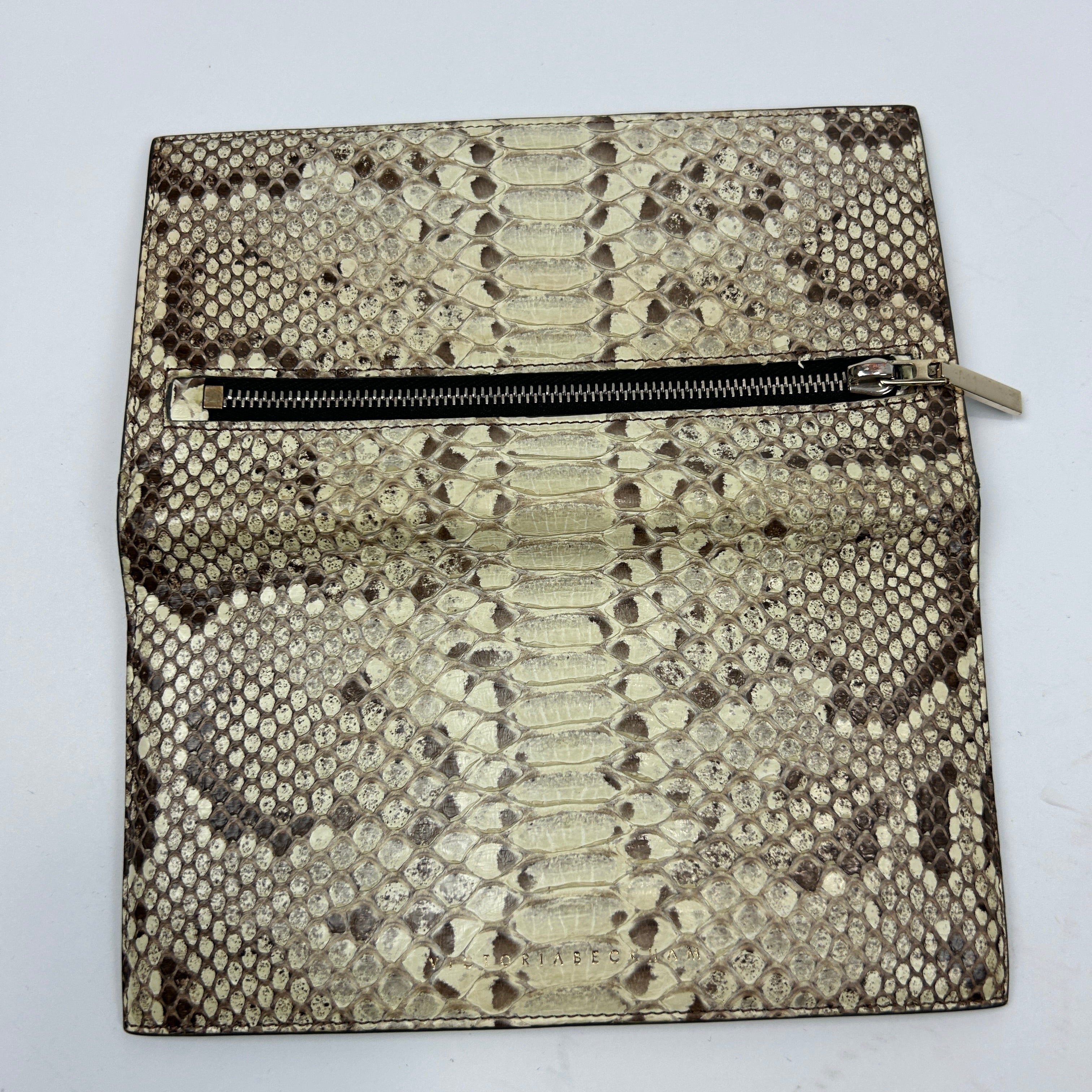 Victoria Beckham £597 Cream & Brown Snakeskin Flap Wallet