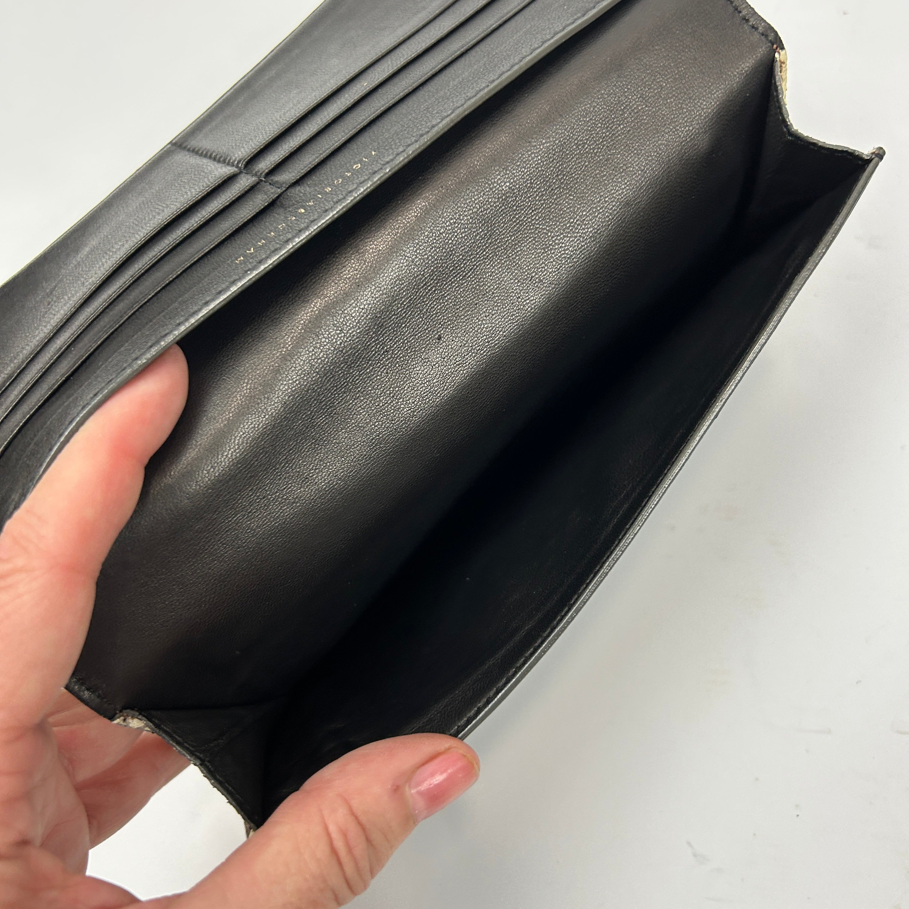 Victoria Beckham £597 Cream & Brown Snakeskin Flap Wallet